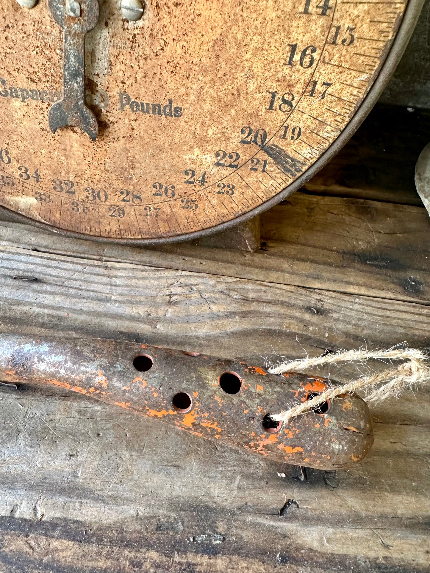 Garden Tool Rusty Metal Claw Orange Chippy Paint