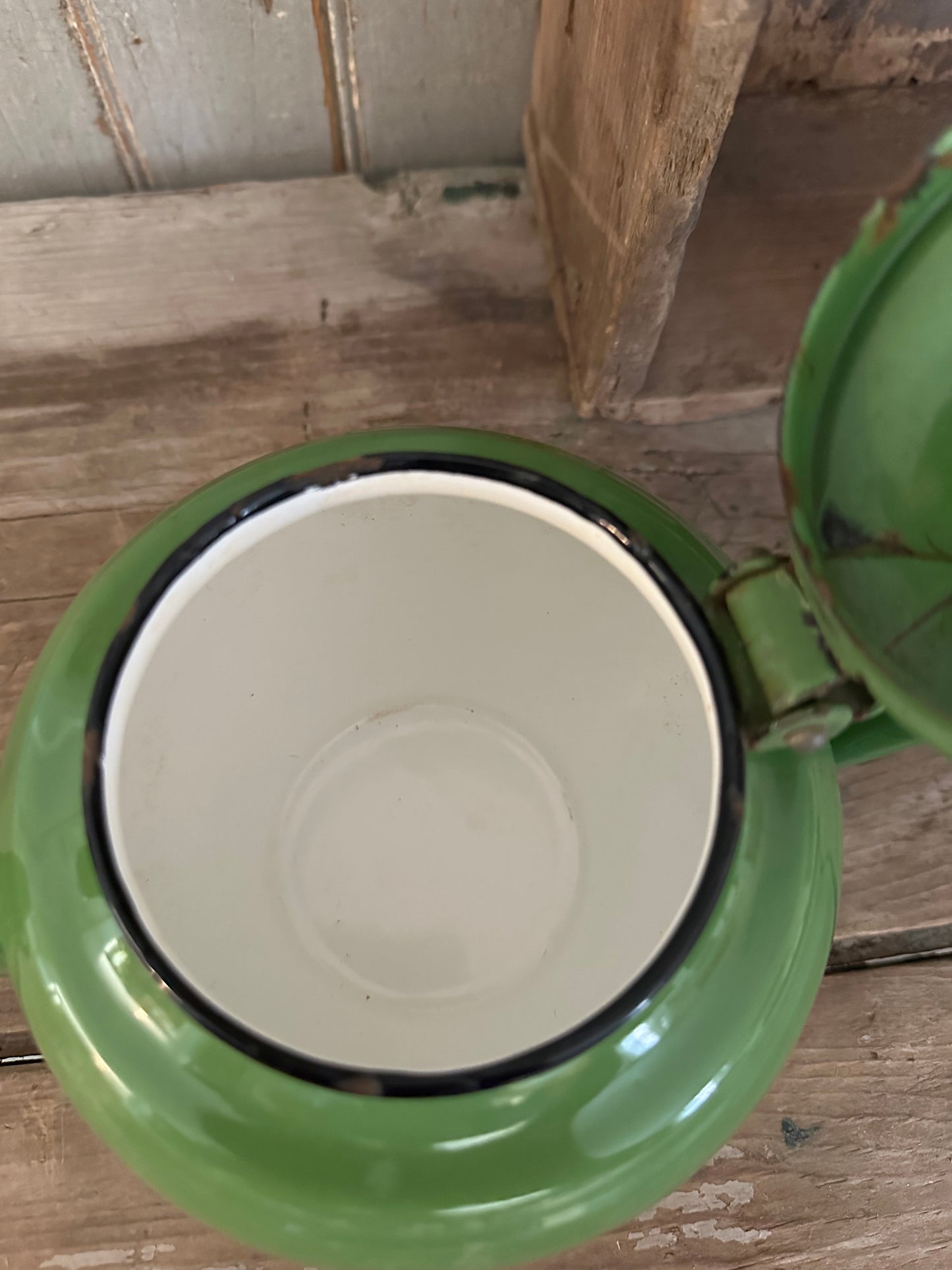 Green Enamelware Teapot