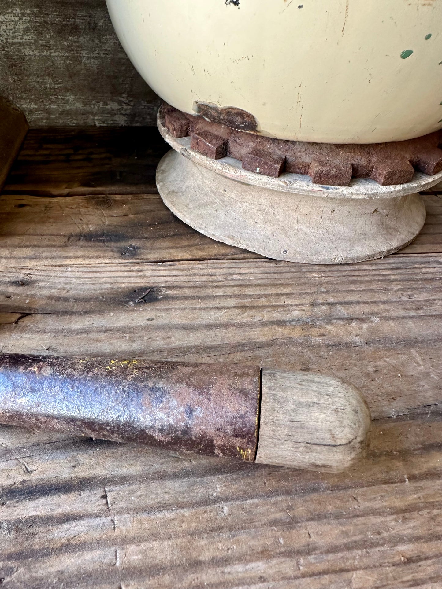 Garden Tool Shovel Chippy Yellow Paint