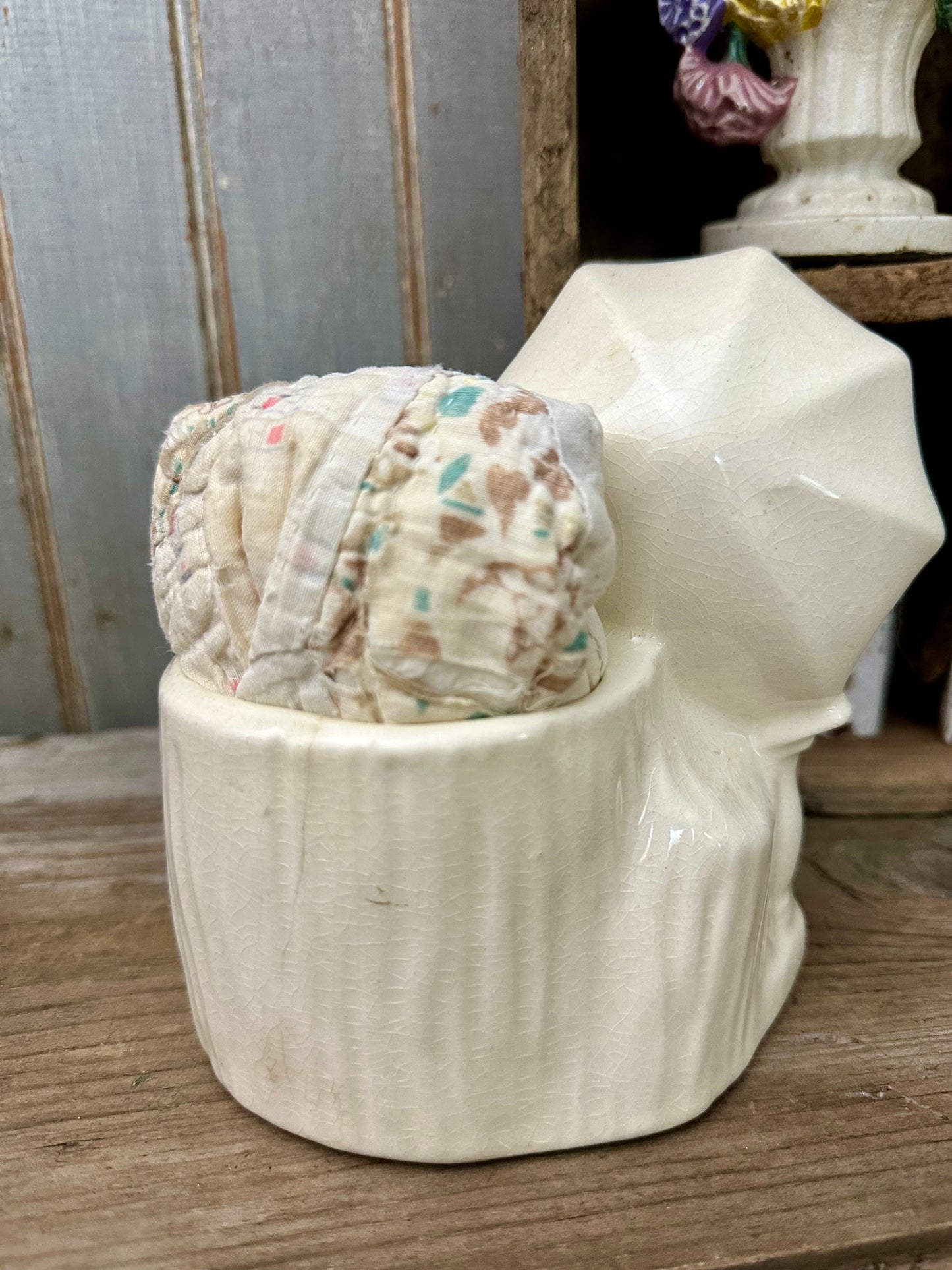 Girl With Umbrella Planter & Quilt Piece