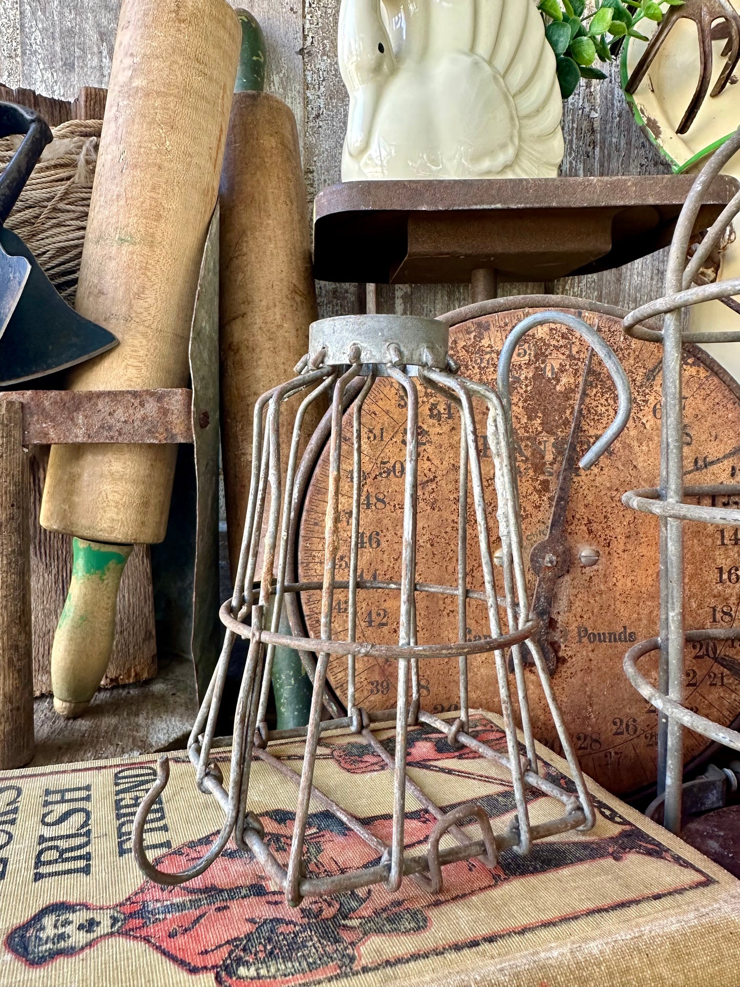 Light Cage Rusty Metal Wire