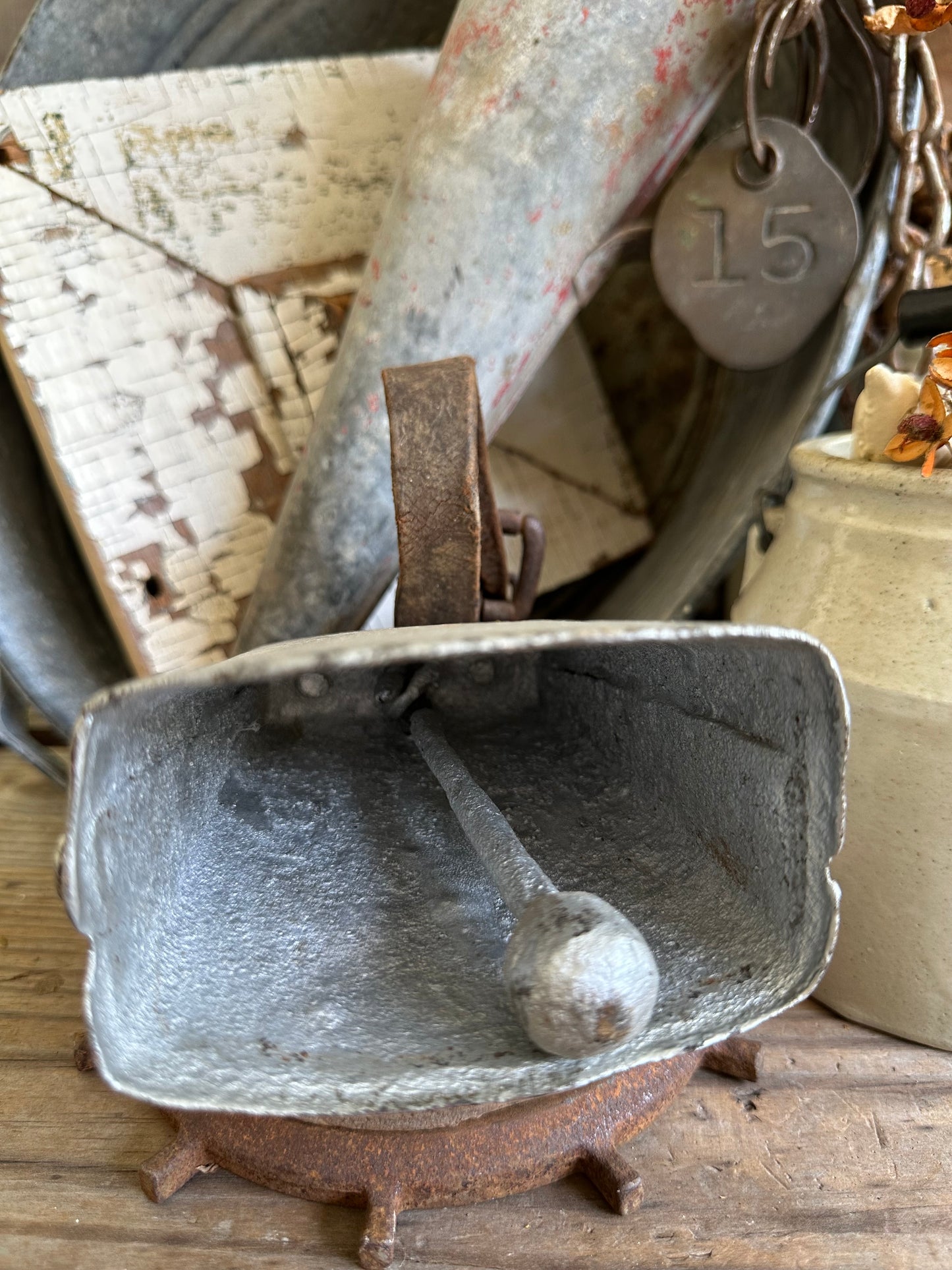 Cow Bell Silver Paint With Leather Strap
