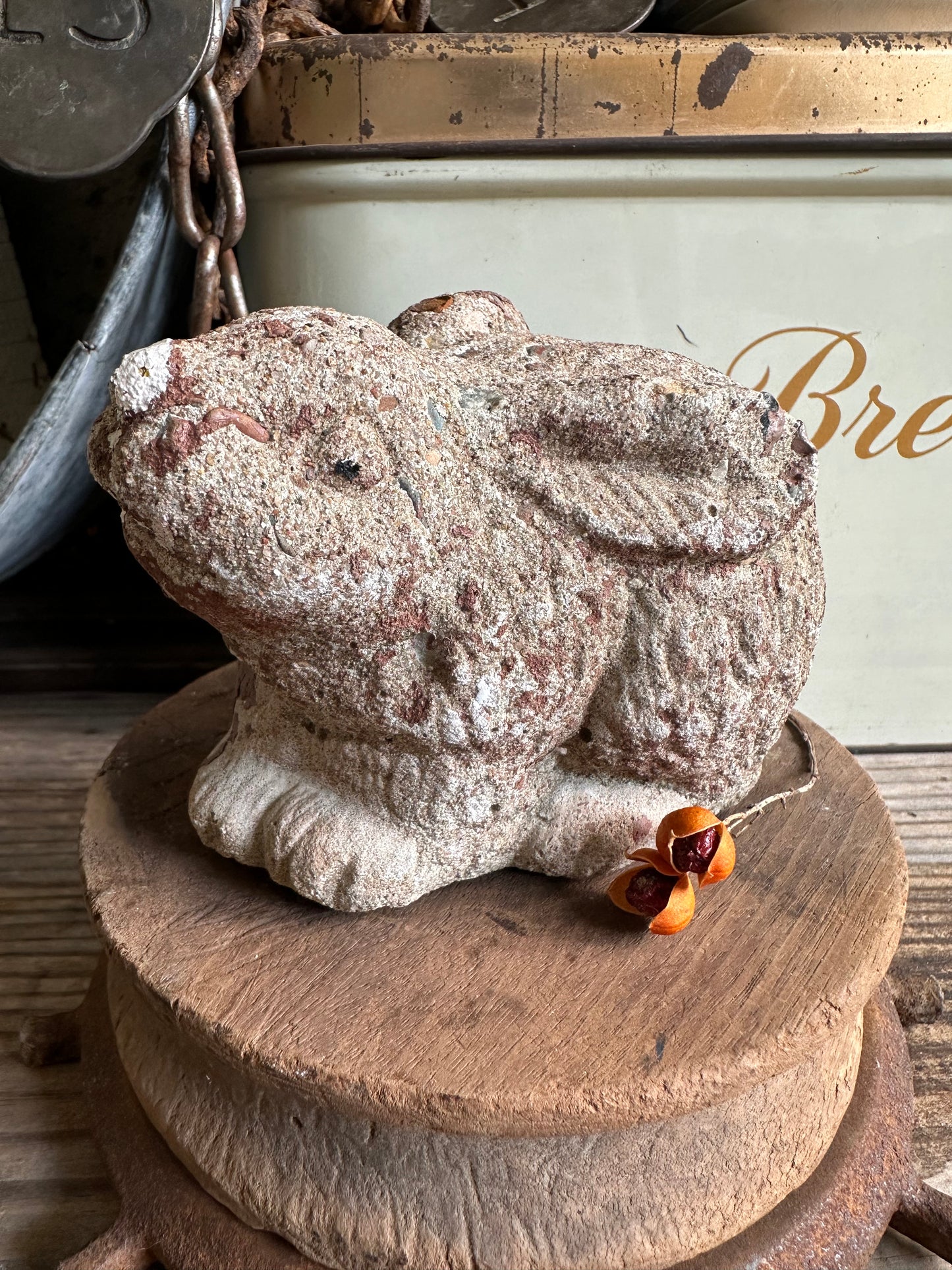 Concrete Bunny Rabbit Chippy Paint