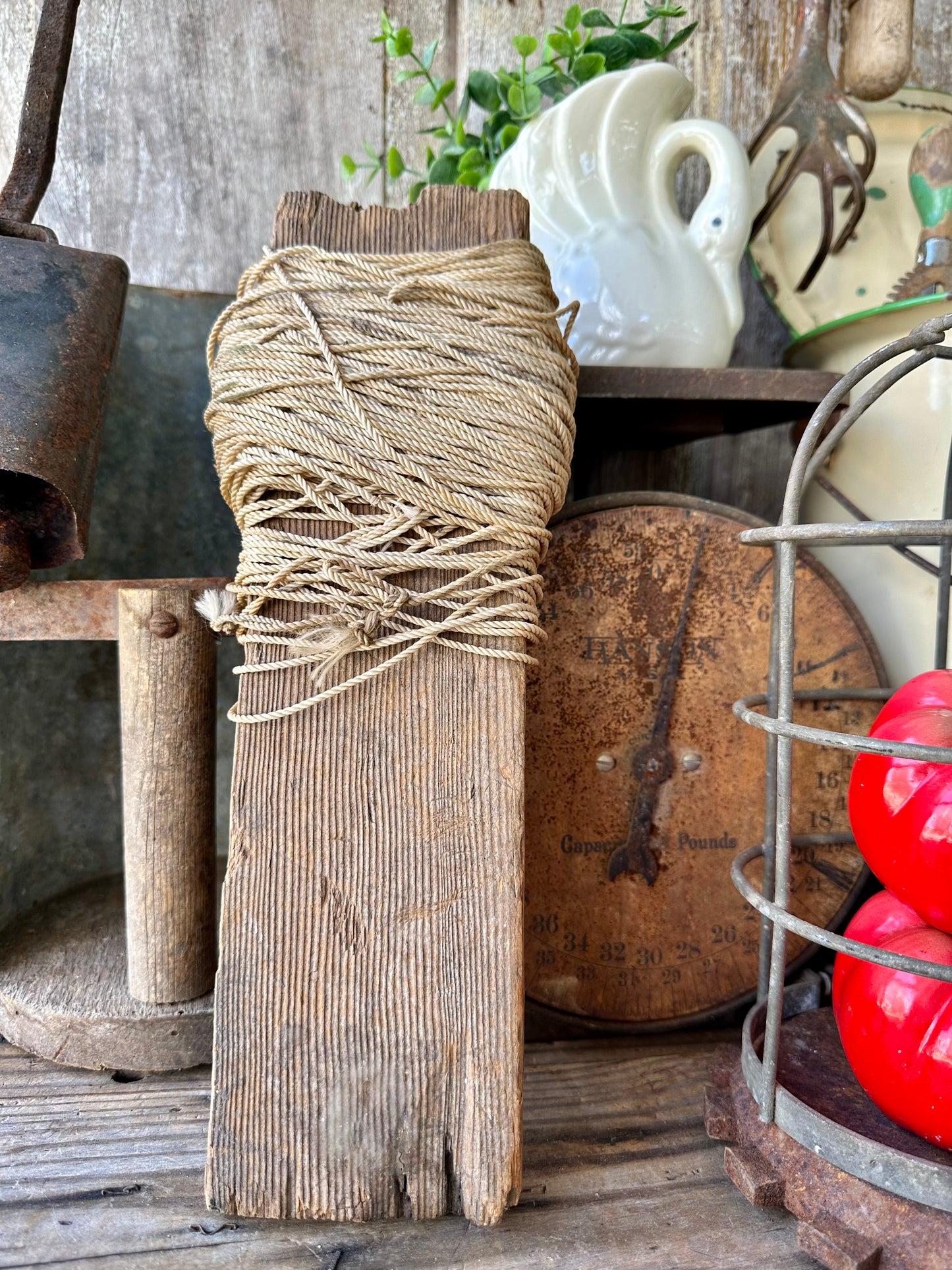 String Holder Weathered Wood