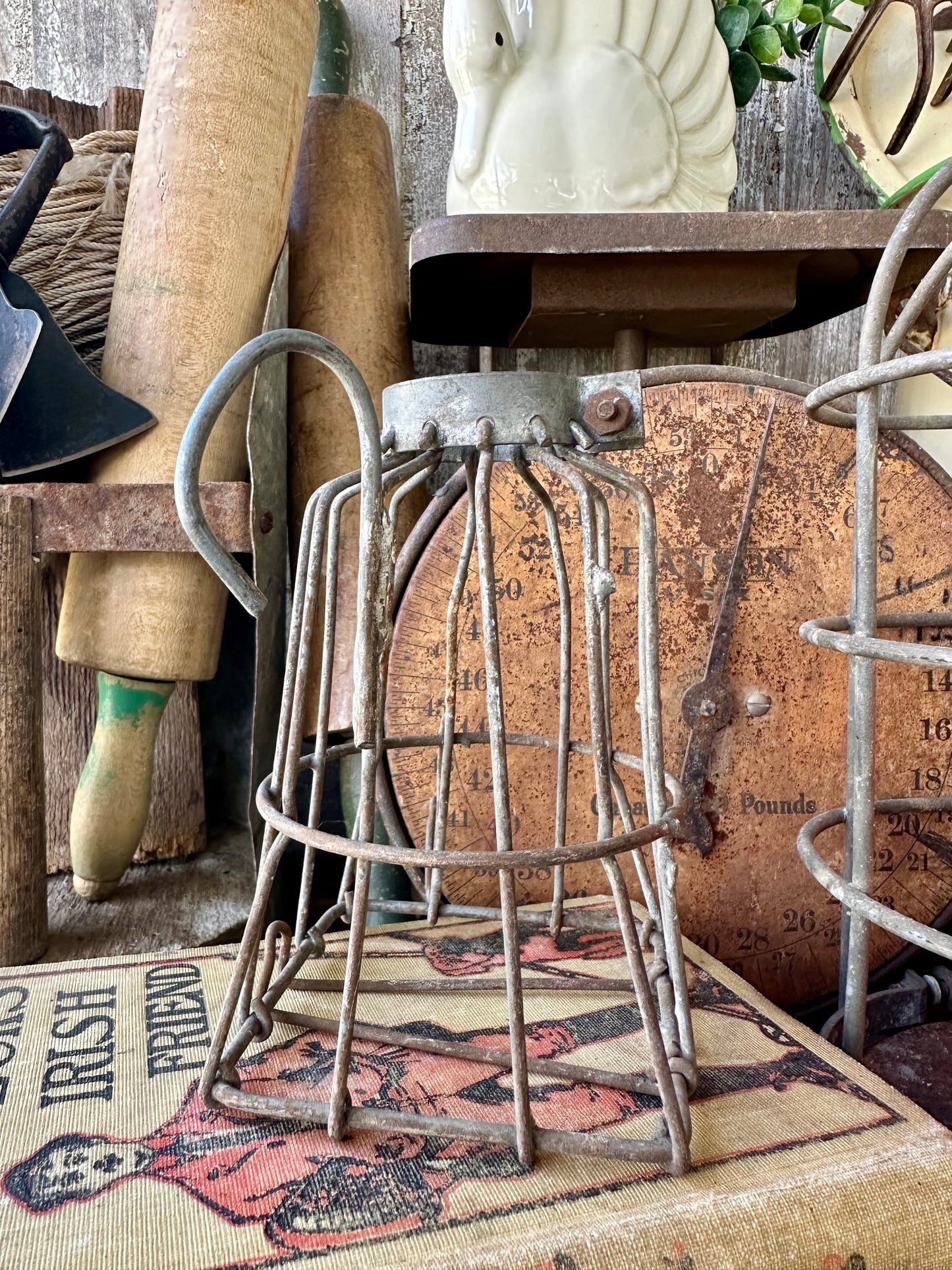 Light Cage Rusty Metal Wire