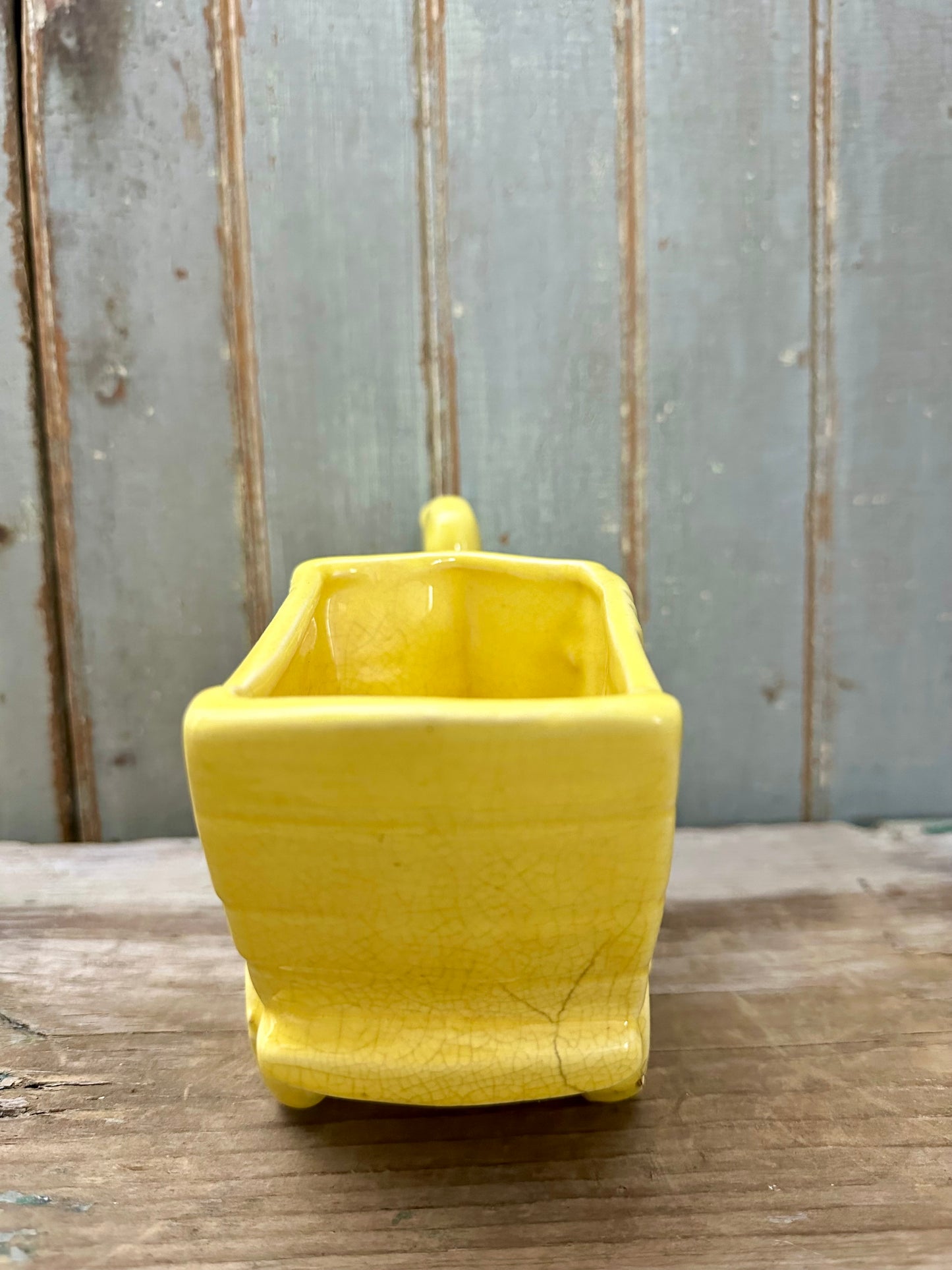 Yellow Duck With Wagon Planter