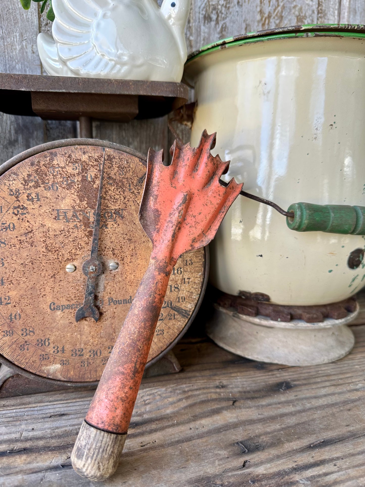 Garden Tool Orange Rusty Metal Claw