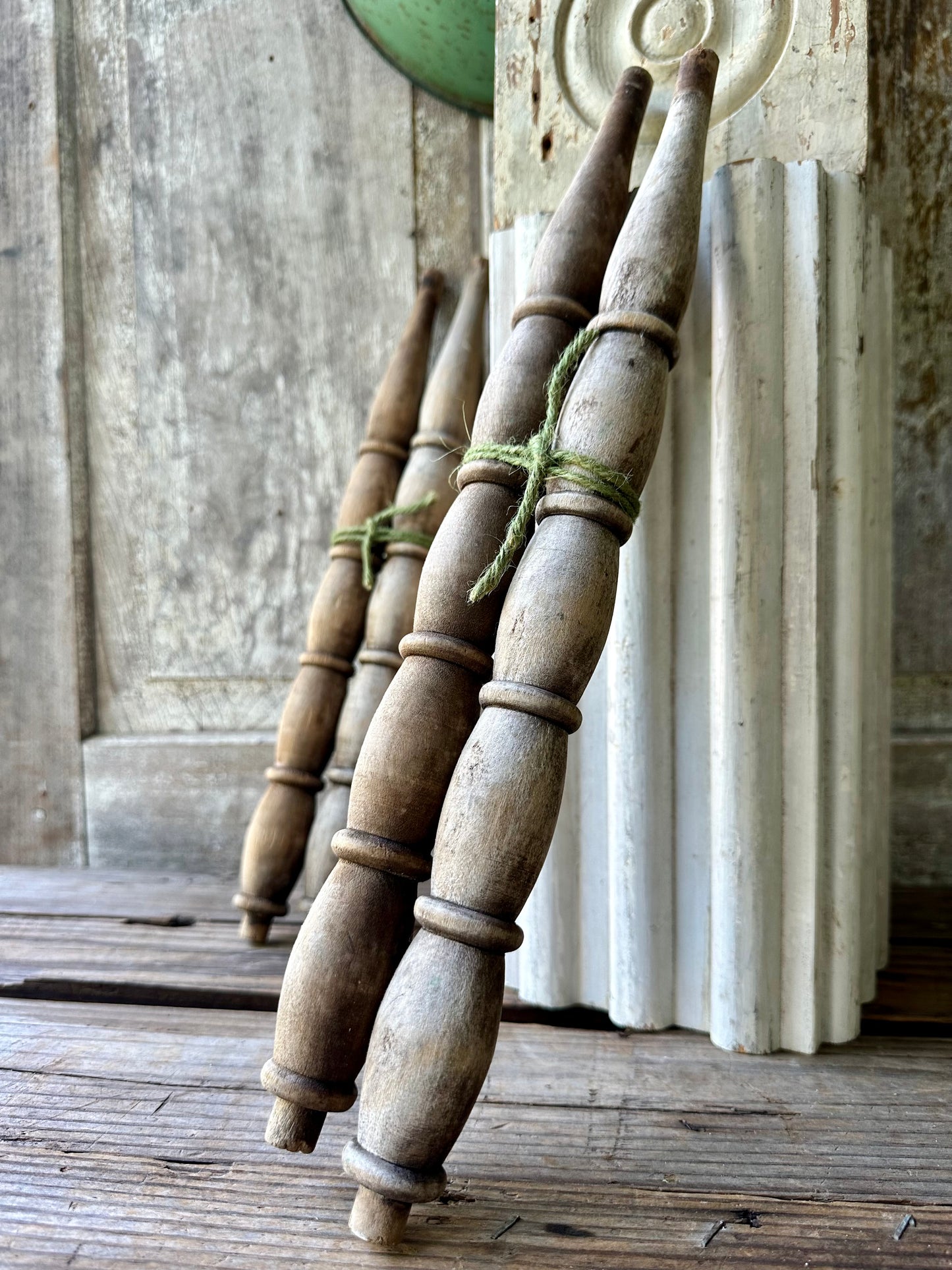 Weathered Wood Salvage Spindles Set Of Two