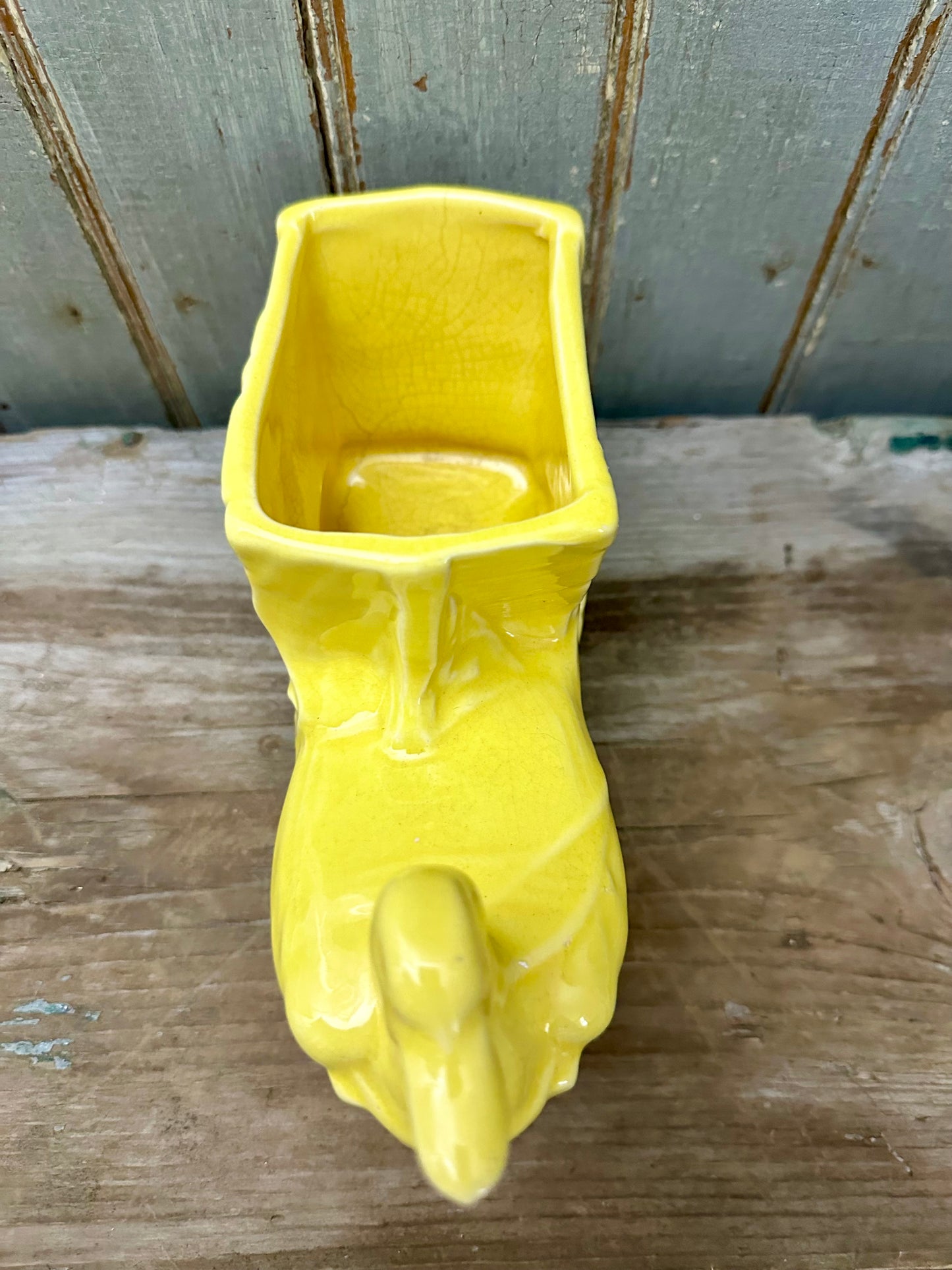 Yellow Duck With Wagon Planter
