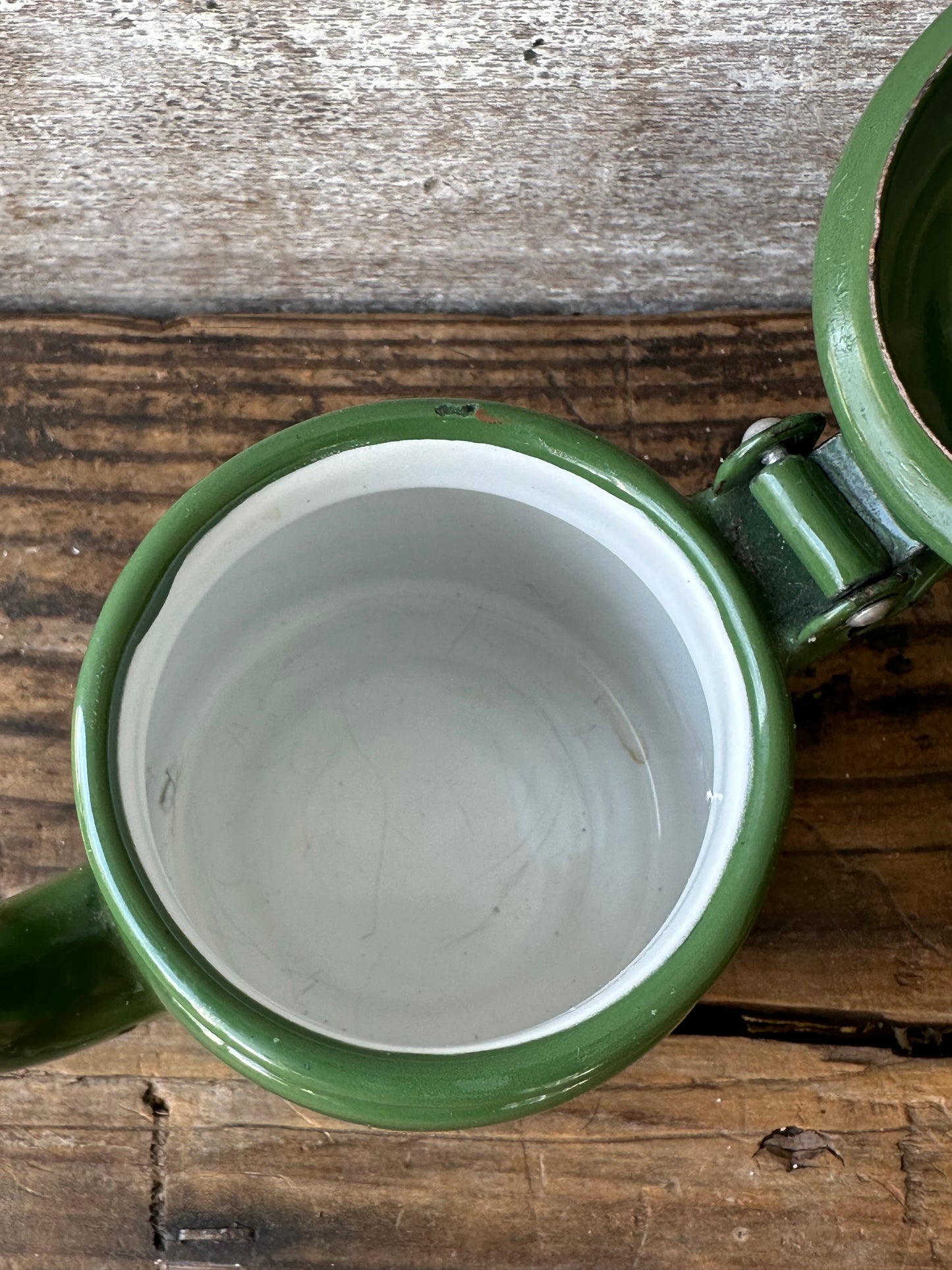 Green Enamelware Tea Pot