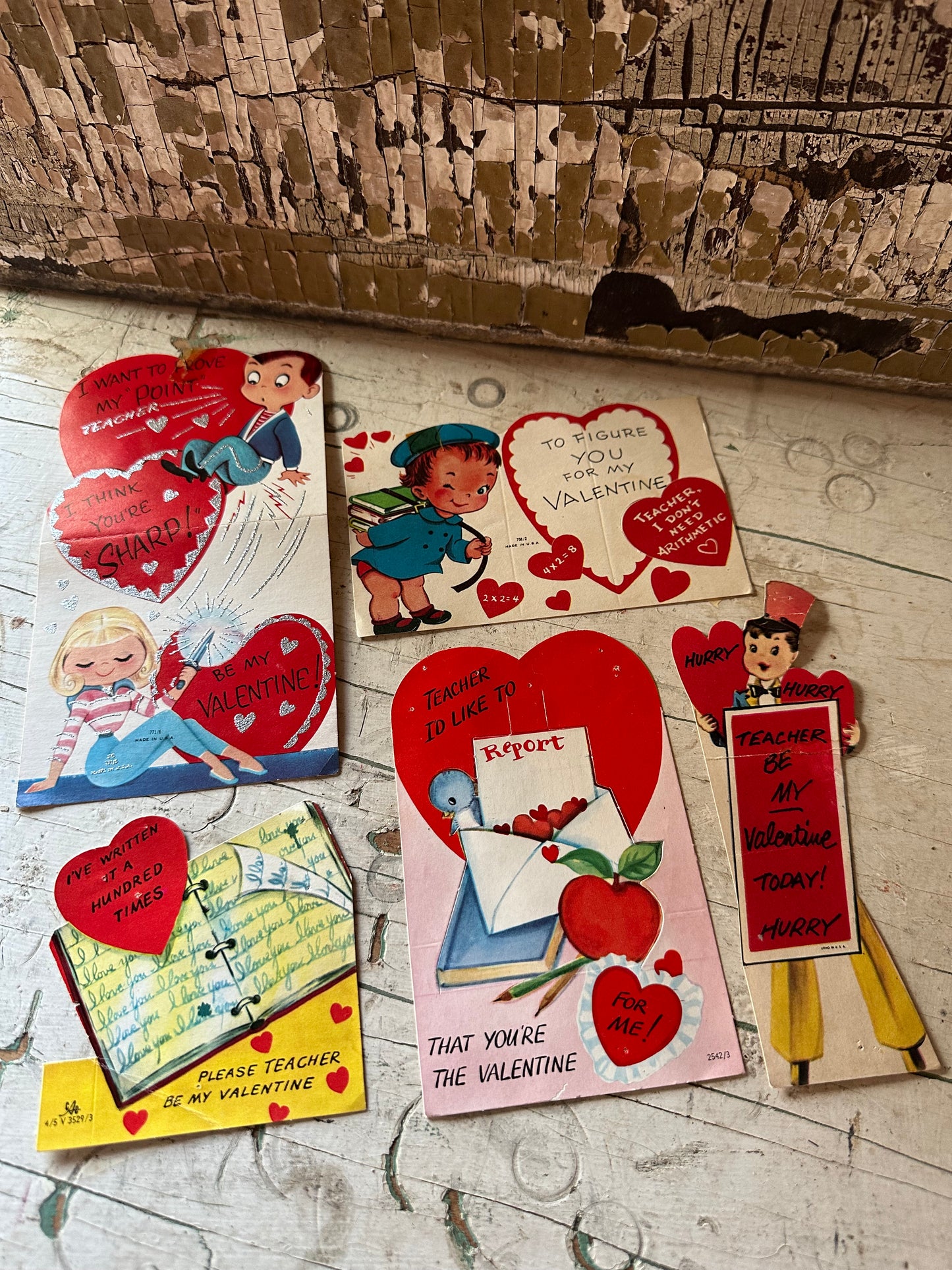 Valentine Teacher Cards Set of 5