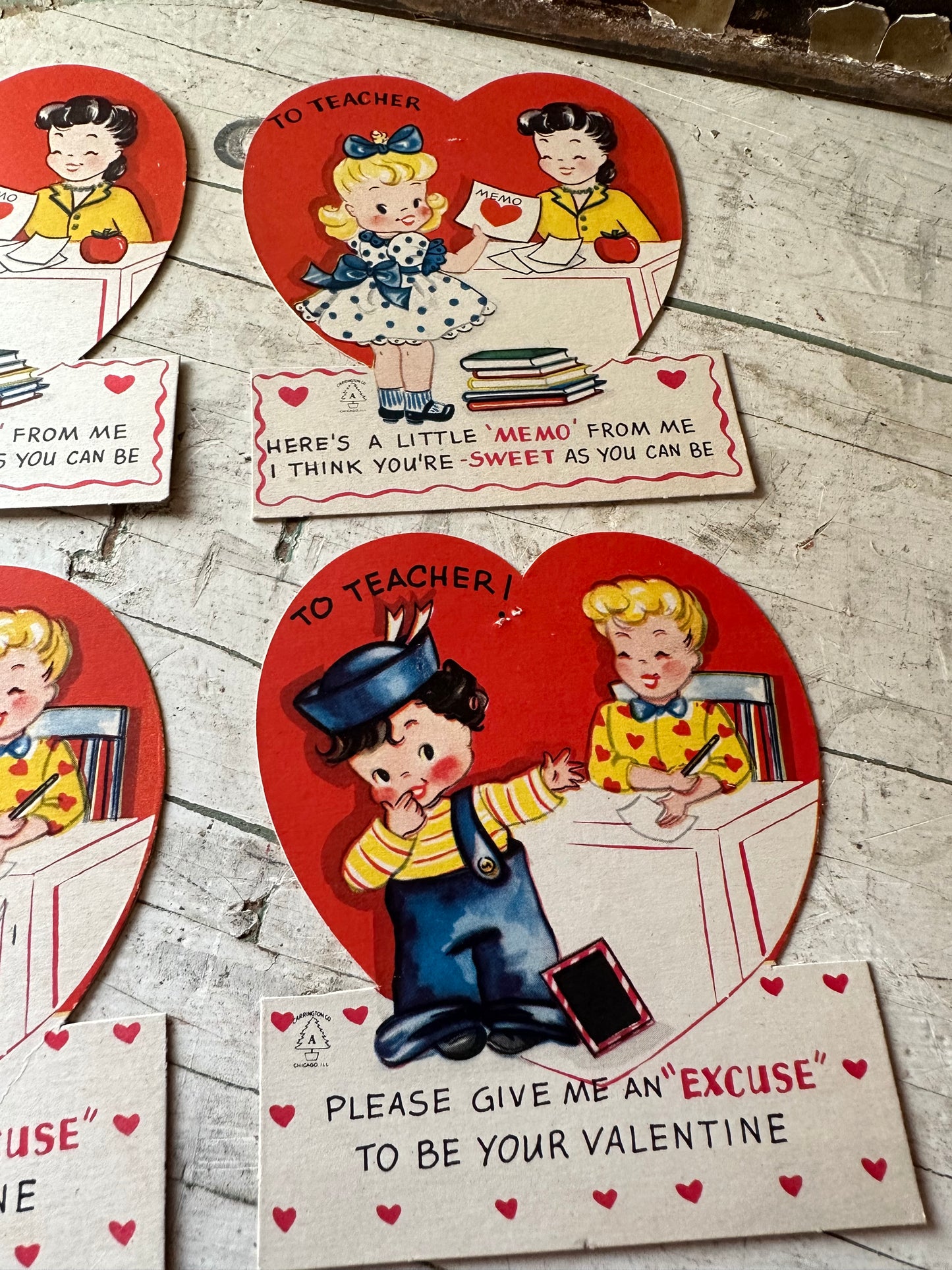 Valentine Teacher Cards Set of 4