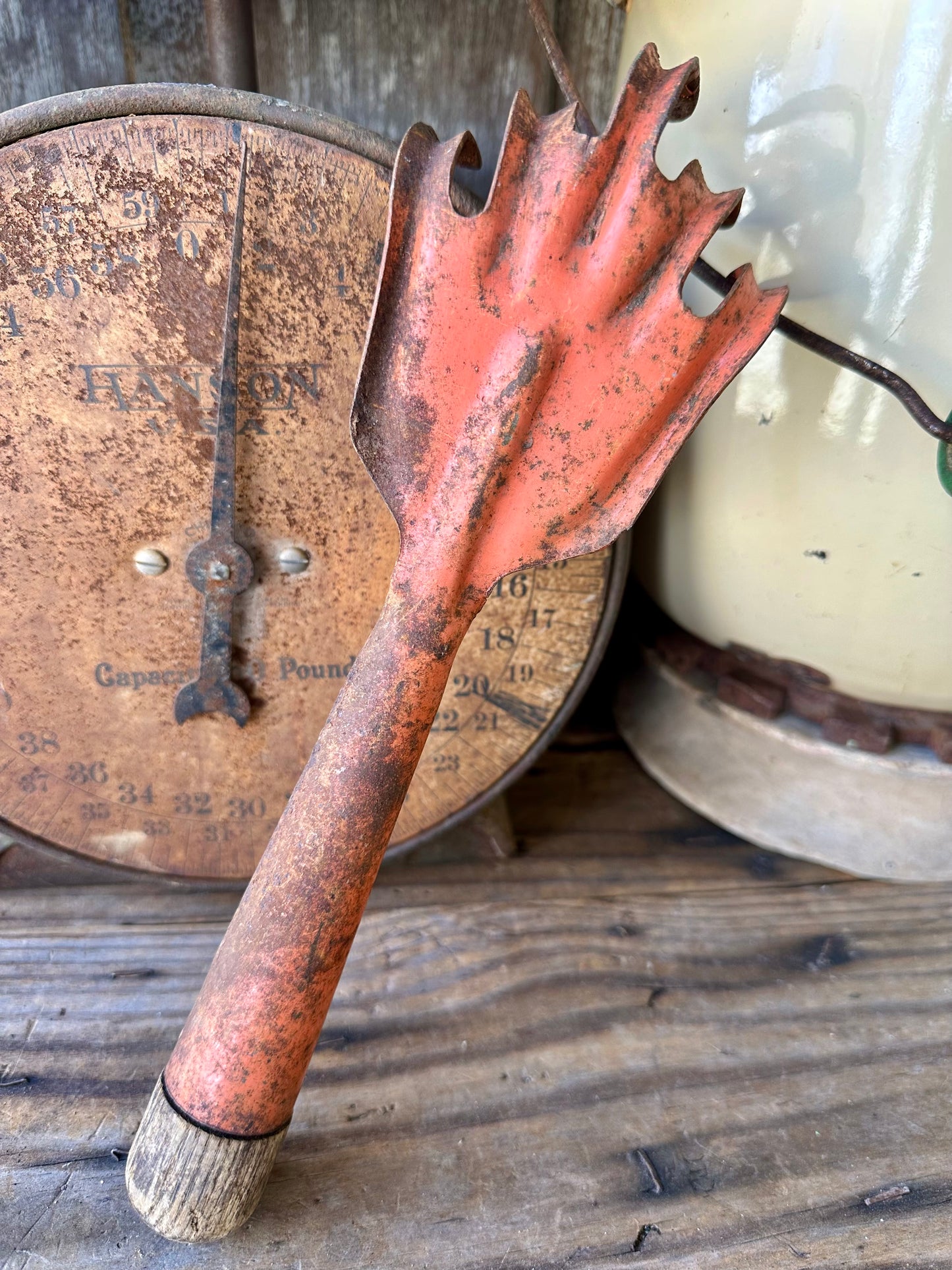 Garden Tool Orange Rusty Metal Claw
