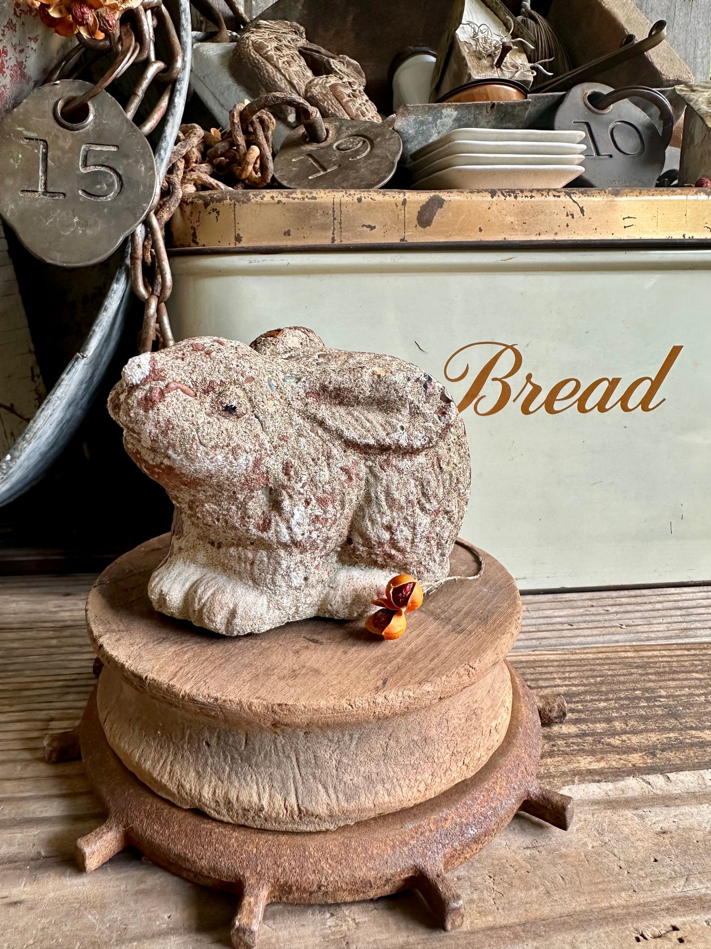 Concrete Bunny Rabbit Chippy Paint