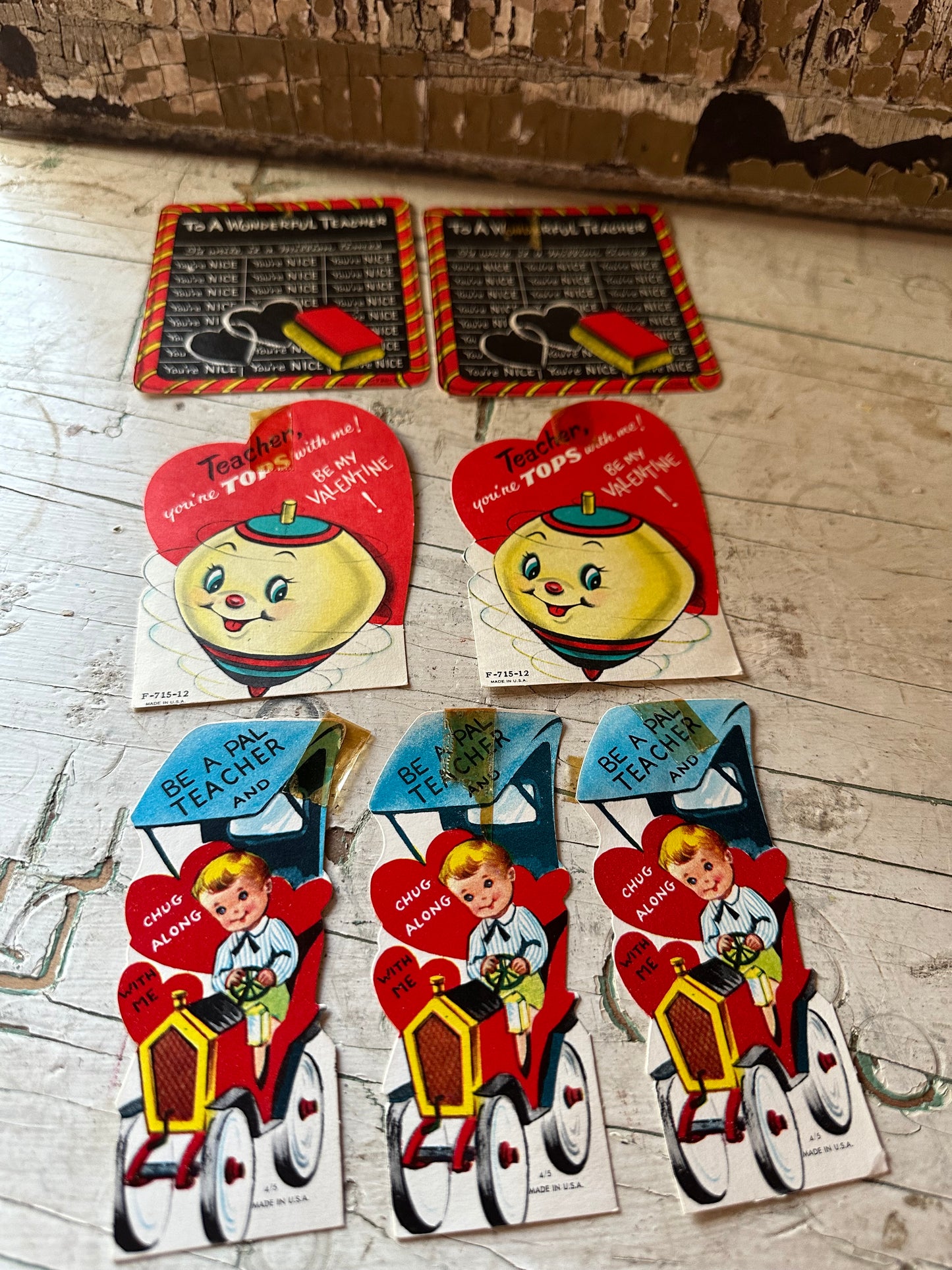 Valentine Teacher Cards Set of 7