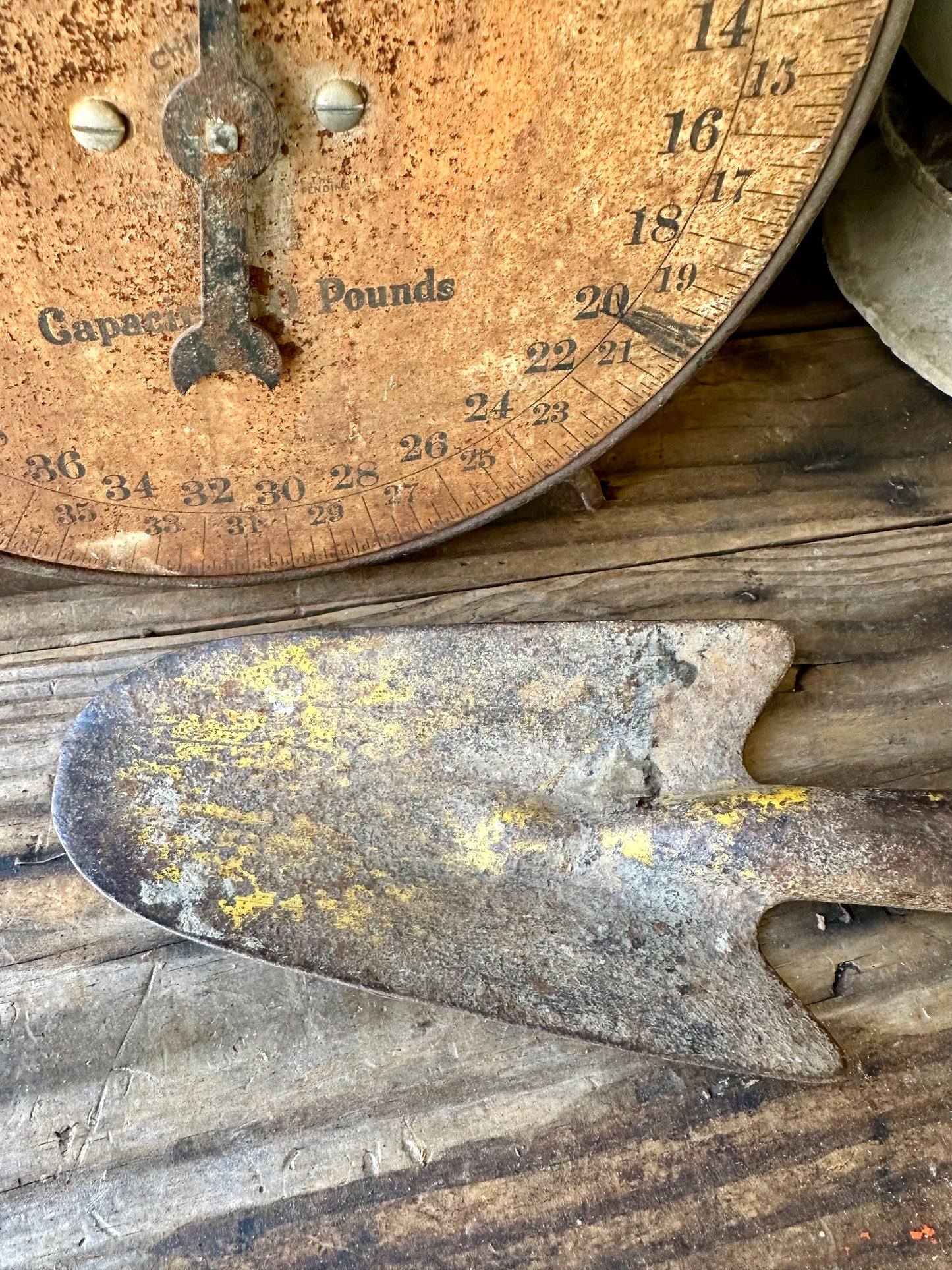 Garden Tool Shovel Chippy Yellow Paint