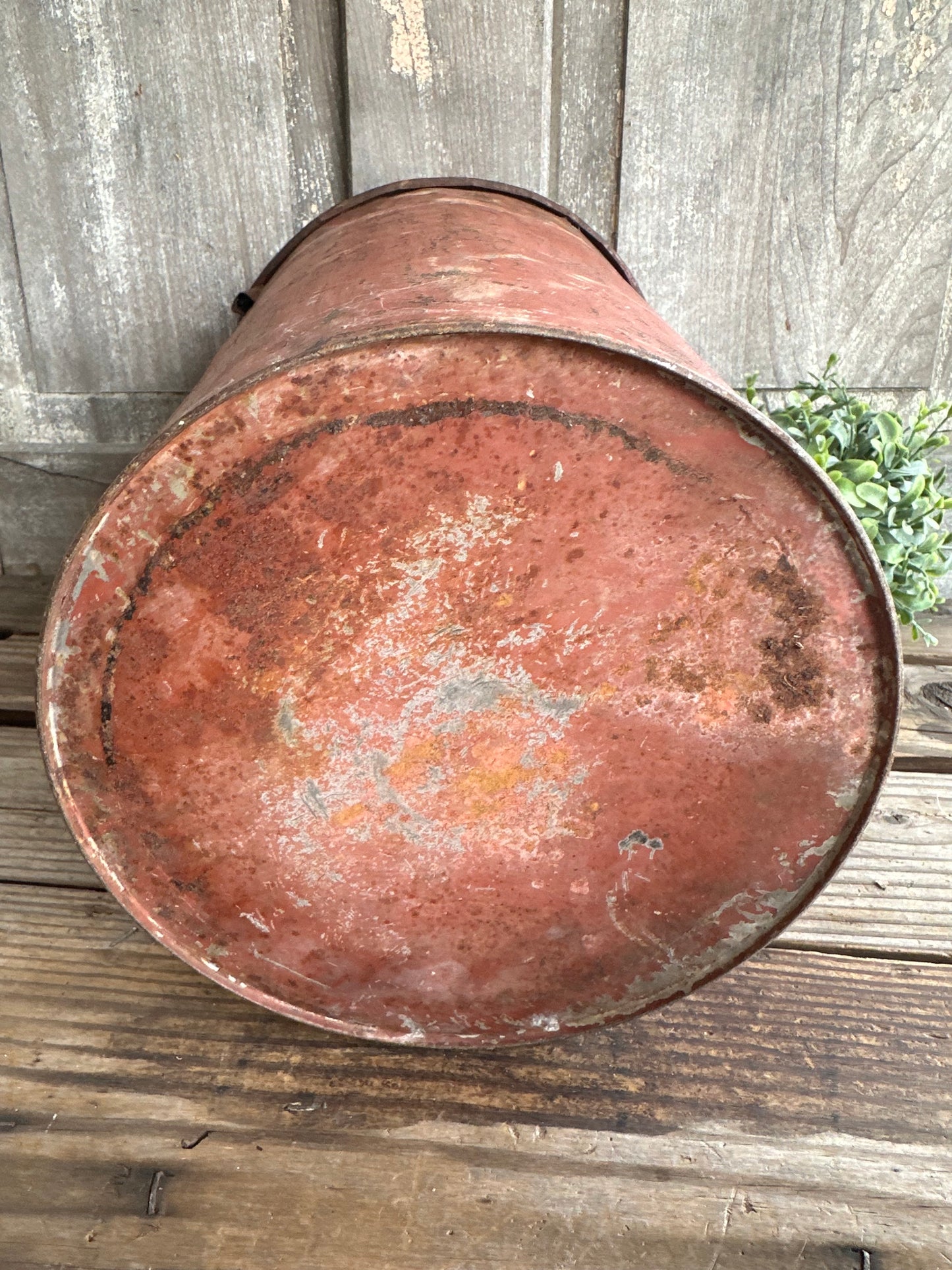 Chippy Reds/Burnt Orange Paint Rusty Metal Bucket (No Handle)
