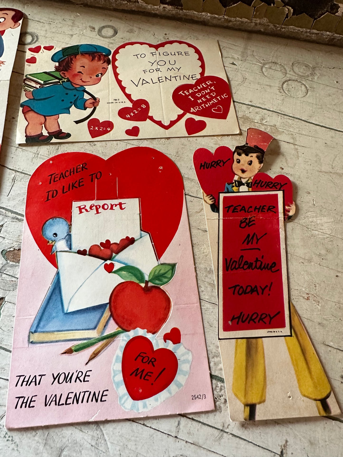 Valentine Teacher Cards Set of 5