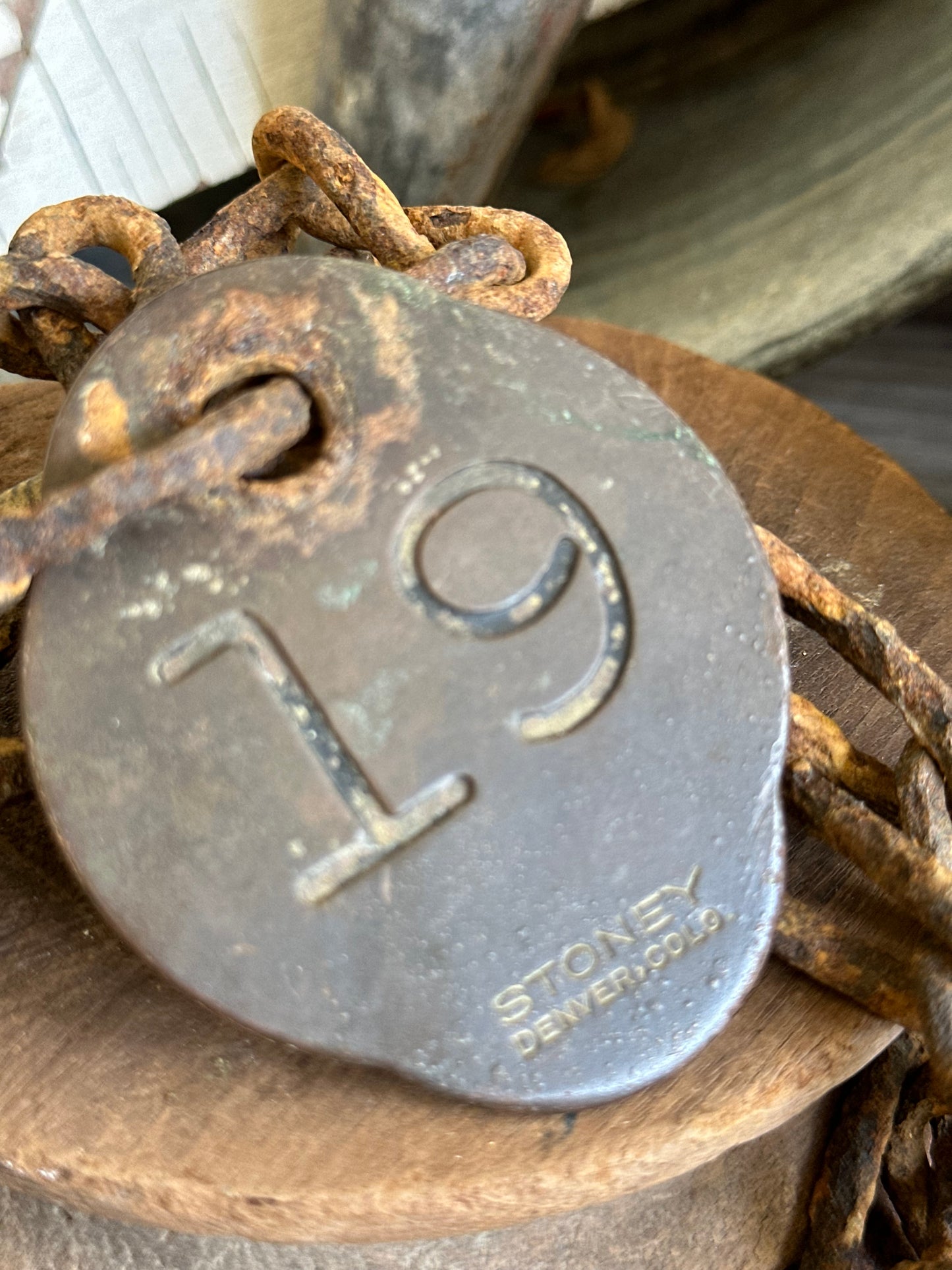 Cattle Tag With Rusty Chain #19