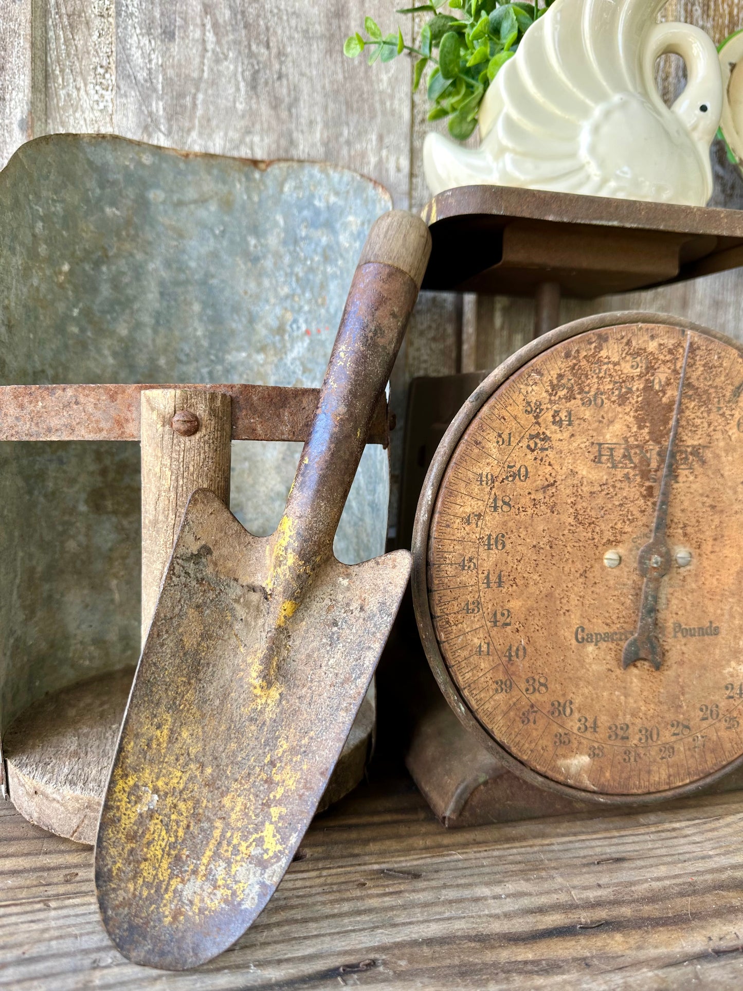 Garden Tool Shovel Chippy Yellow Paint