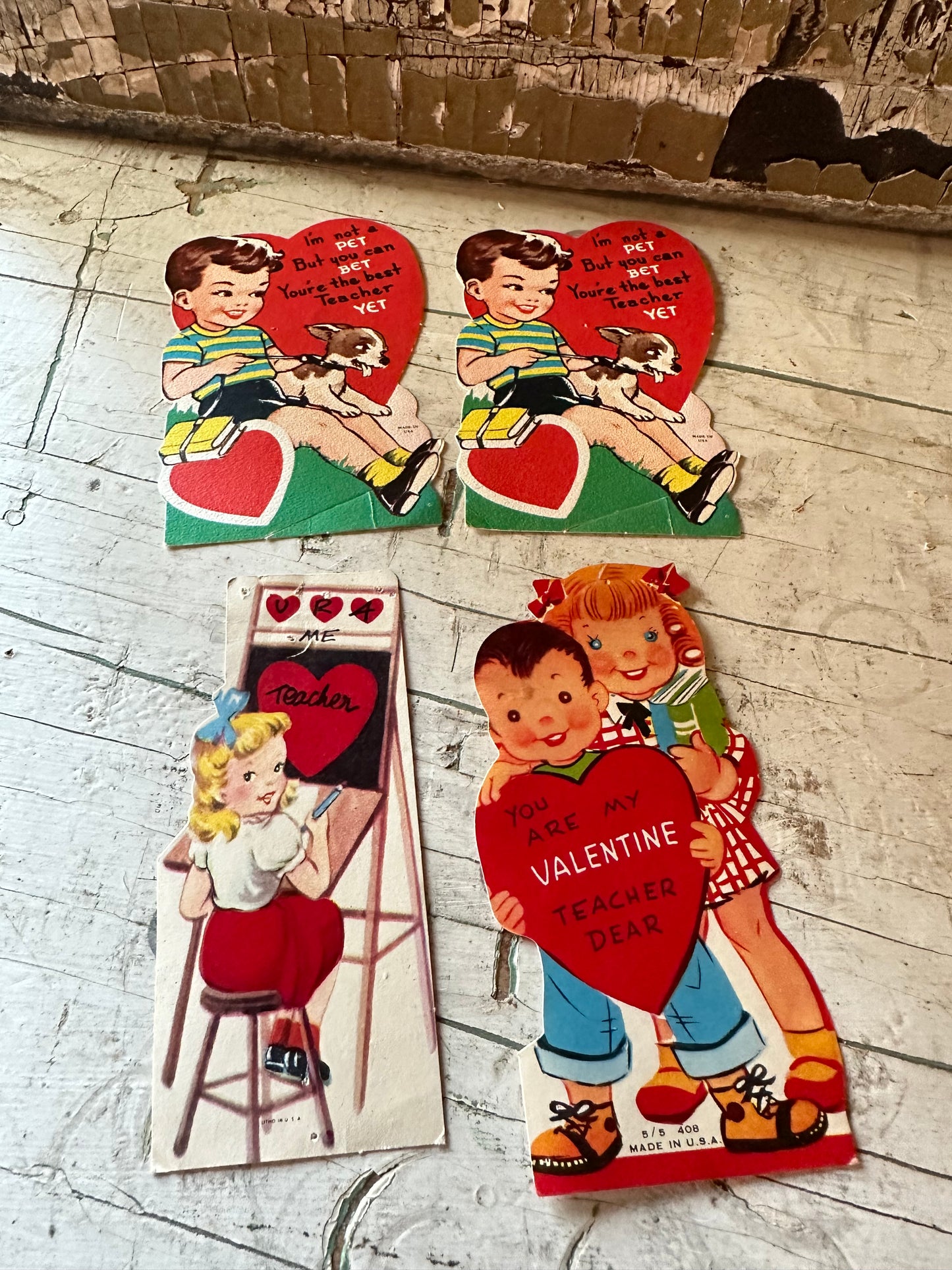 Valentine Teacher Cards Set of 4