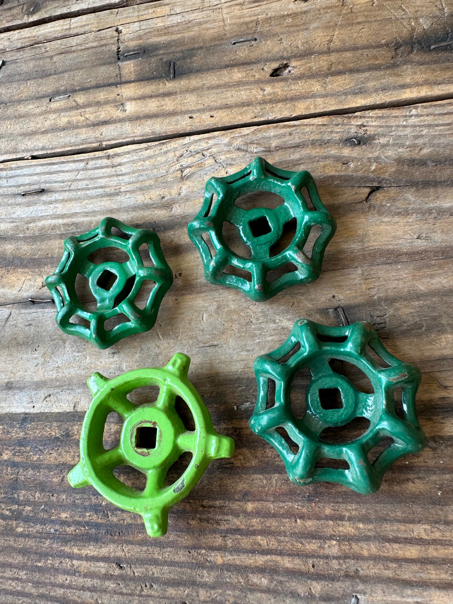 Metal Valve Handles Green Set Of Four