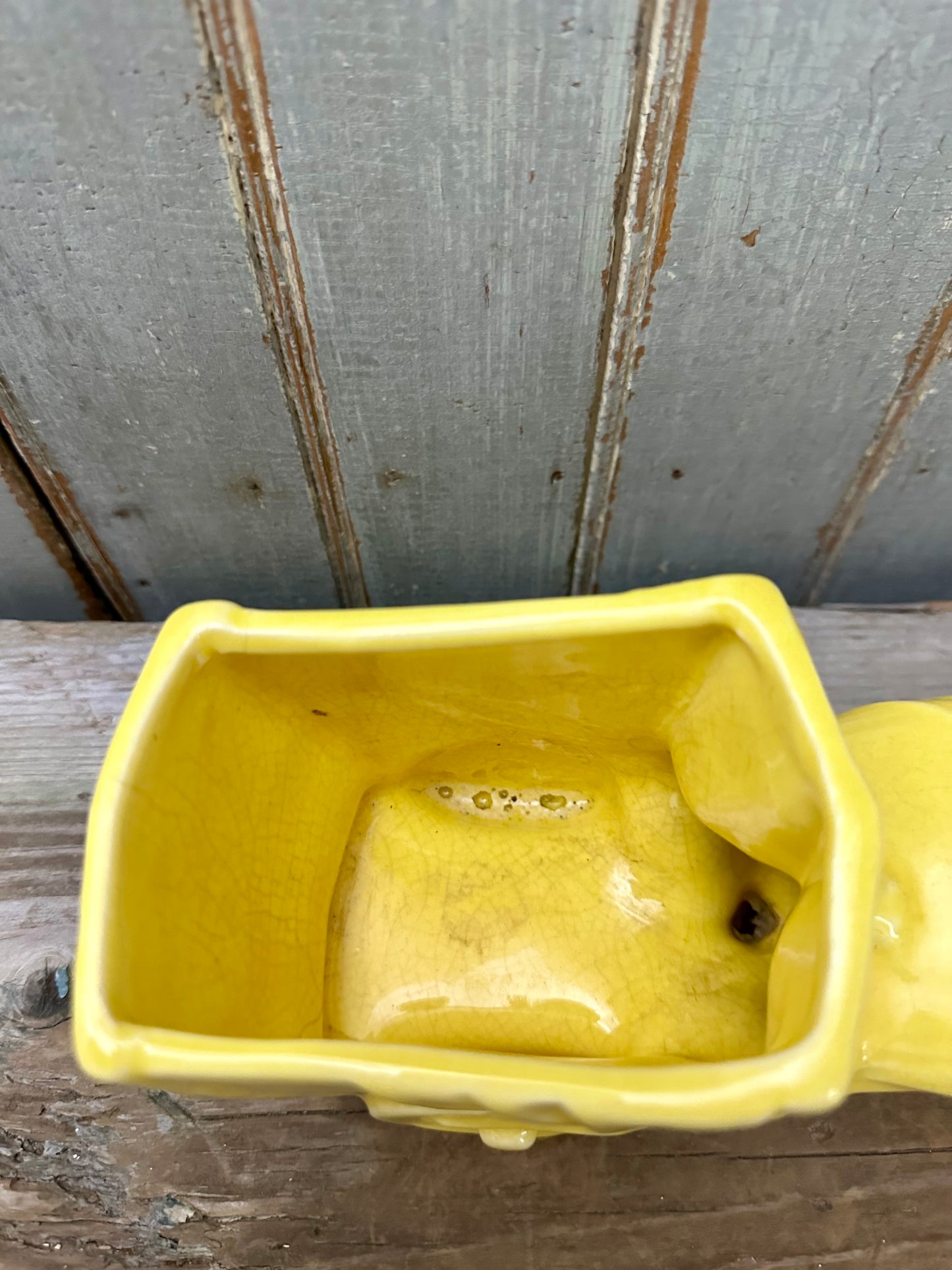 Yellow Duck With Wagon Planter
