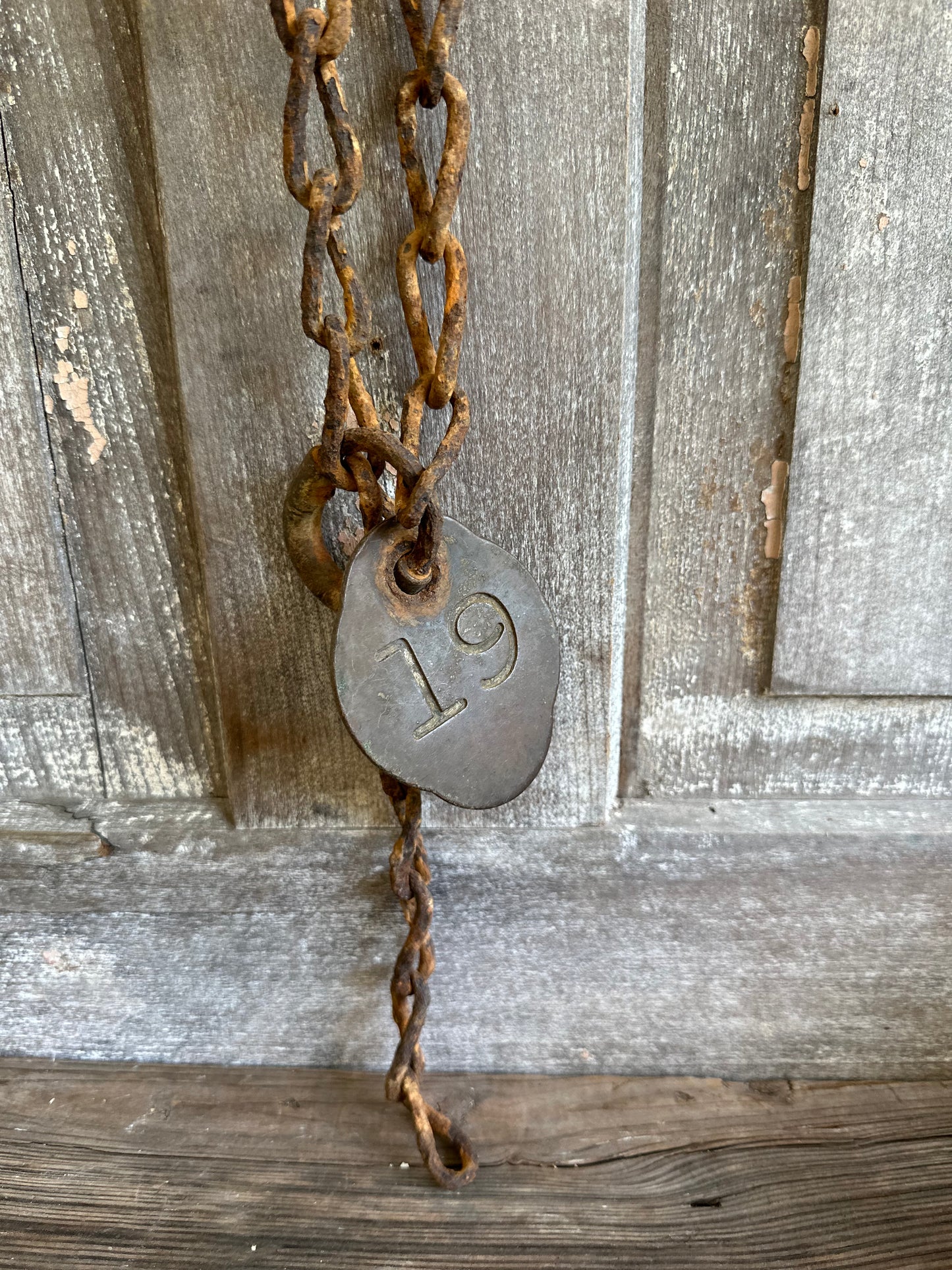Cattle Tag With Rusty Chain #19
