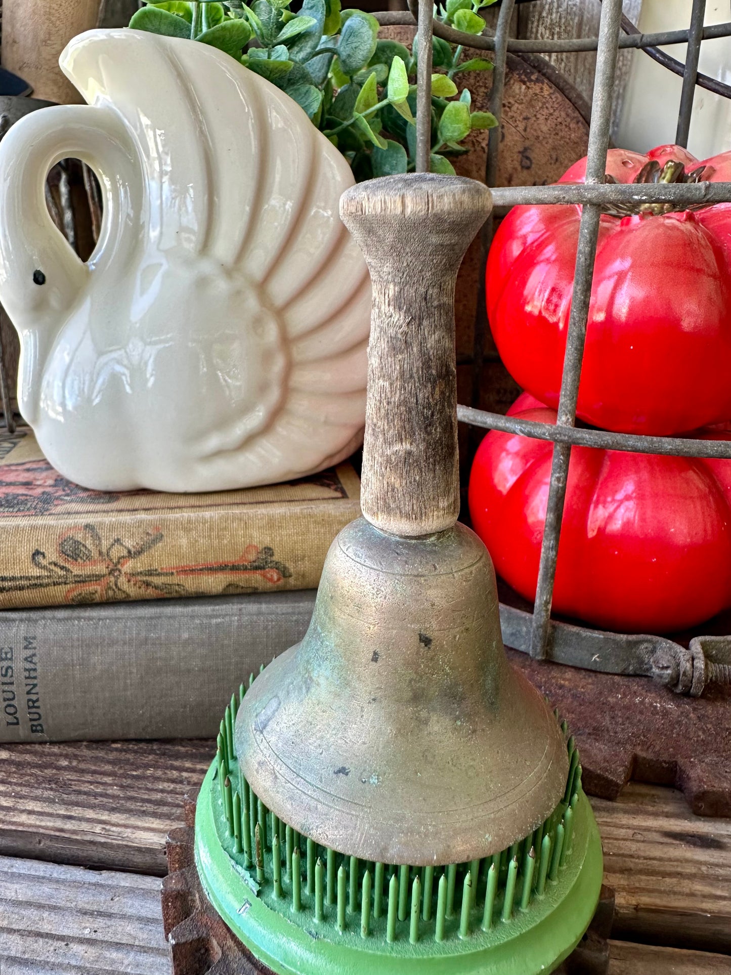 Metal Bell Weathered Wood Handle