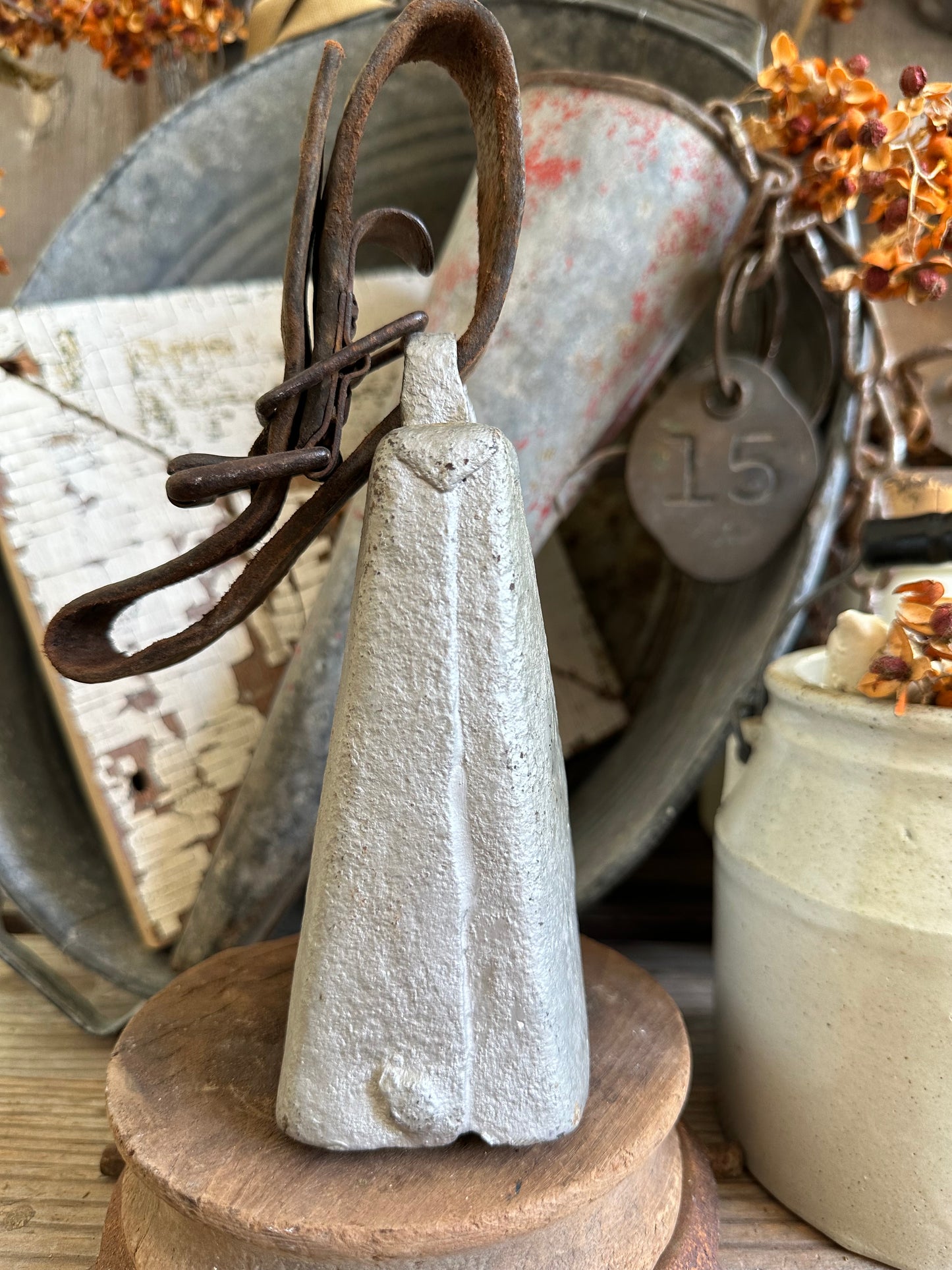 Cow Bell Silver Paint With Leather Strap
