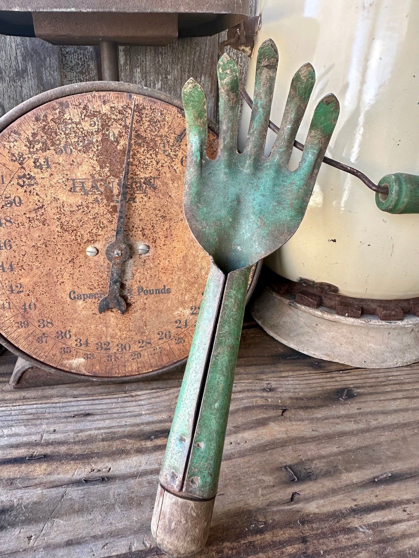 Garden Tool Green Rusty Metal Claw