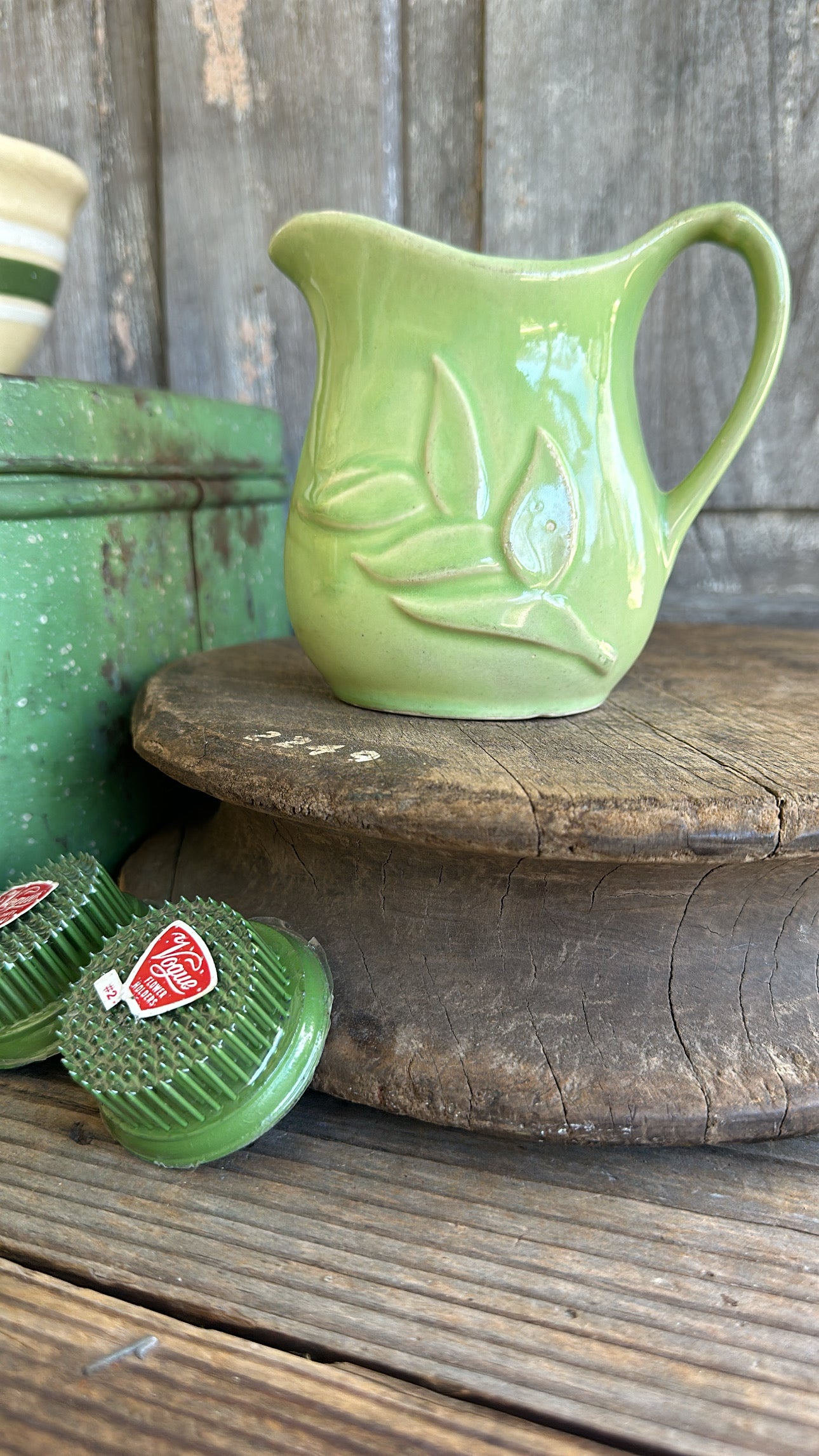 Green Pitcher/Creamer Leaf Pattern
