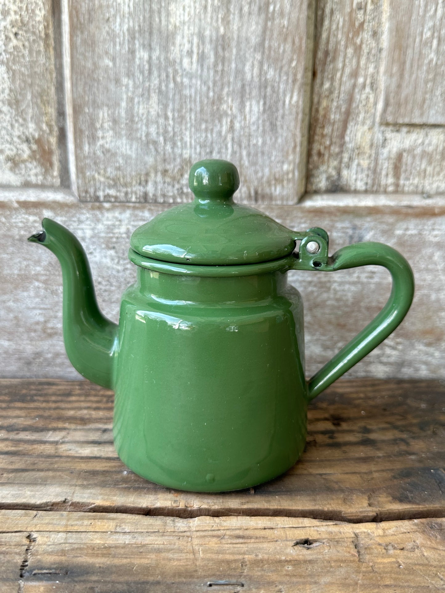 Green Enamelware Tea Pot