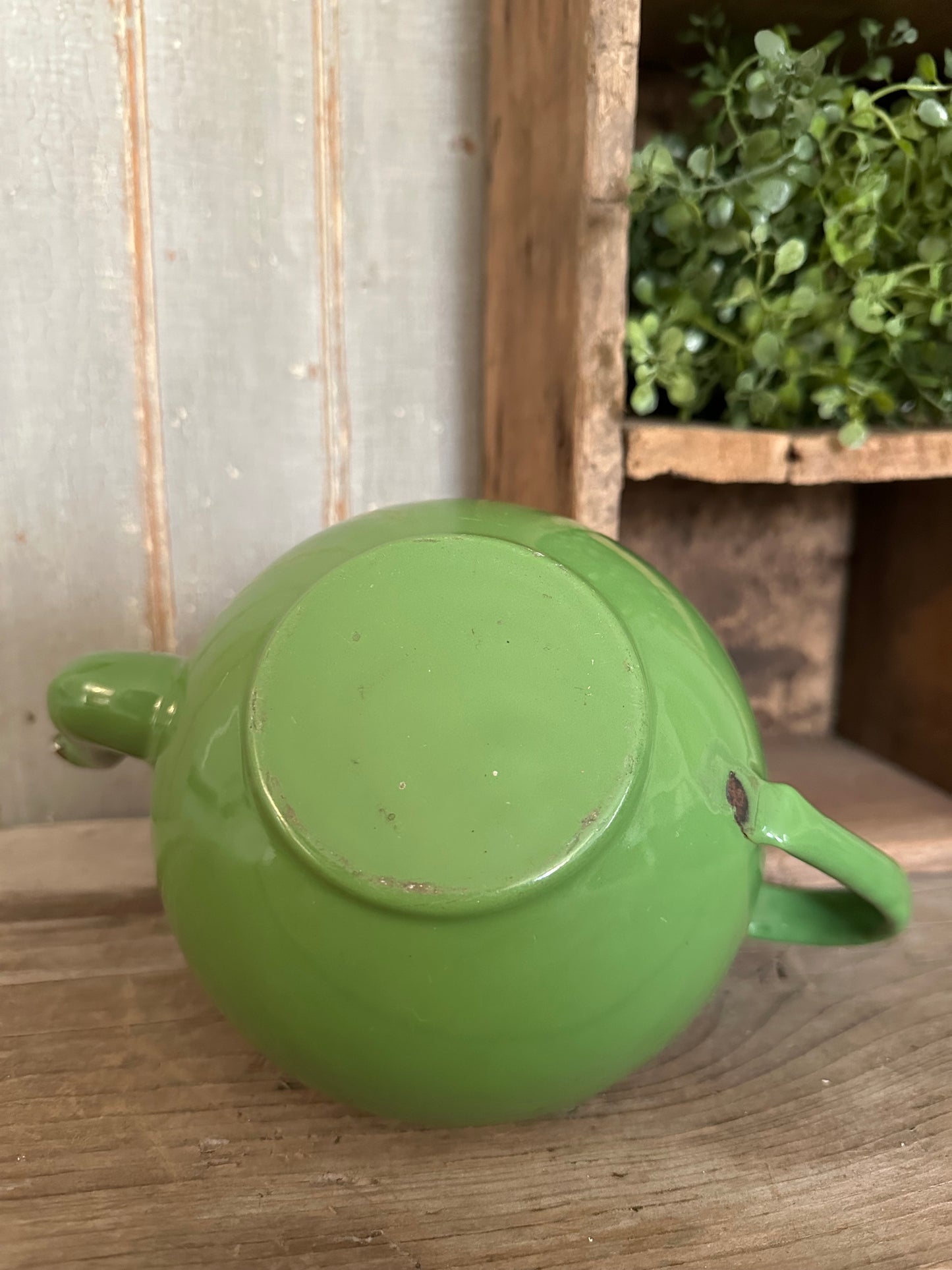 Green Enamelware Teapot