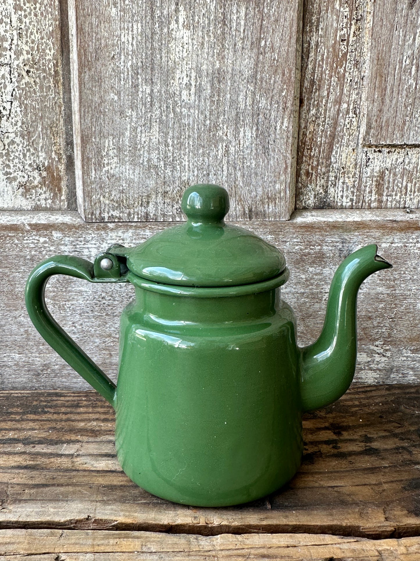 Green Enamelware Tea Pot