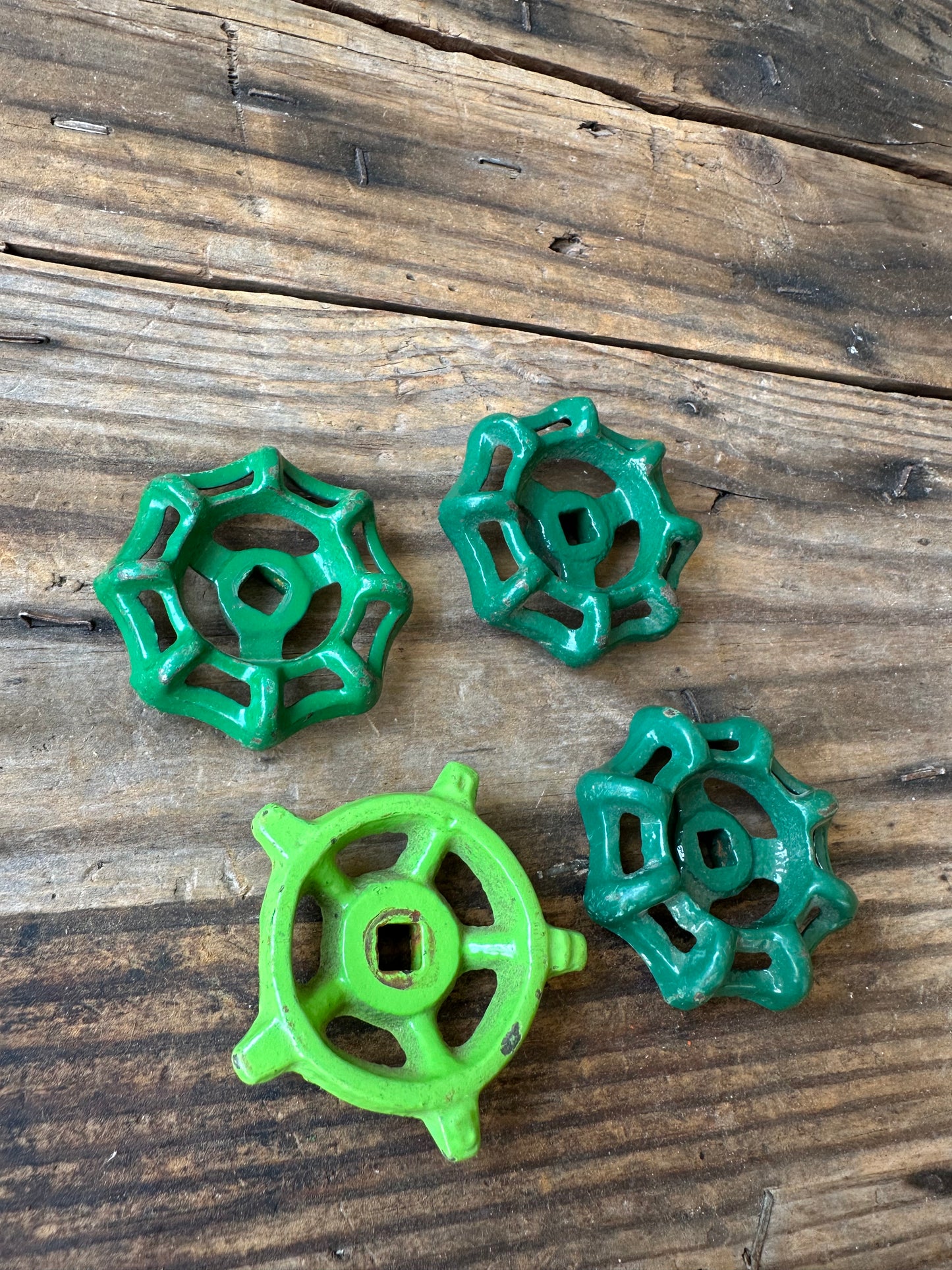 Metal Valve Handles Green Set Of Four