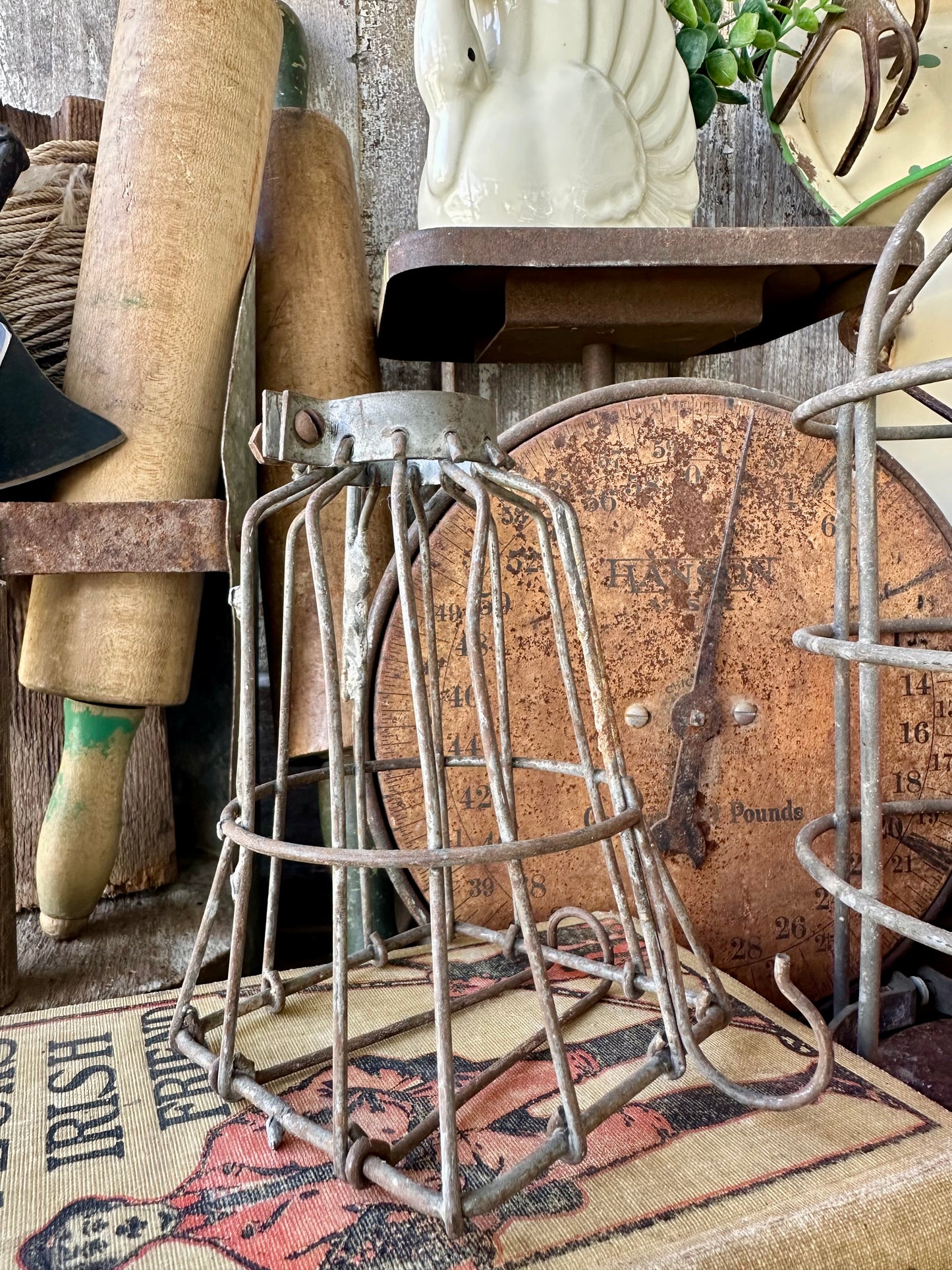 Light Cage Rusty Metal Wire