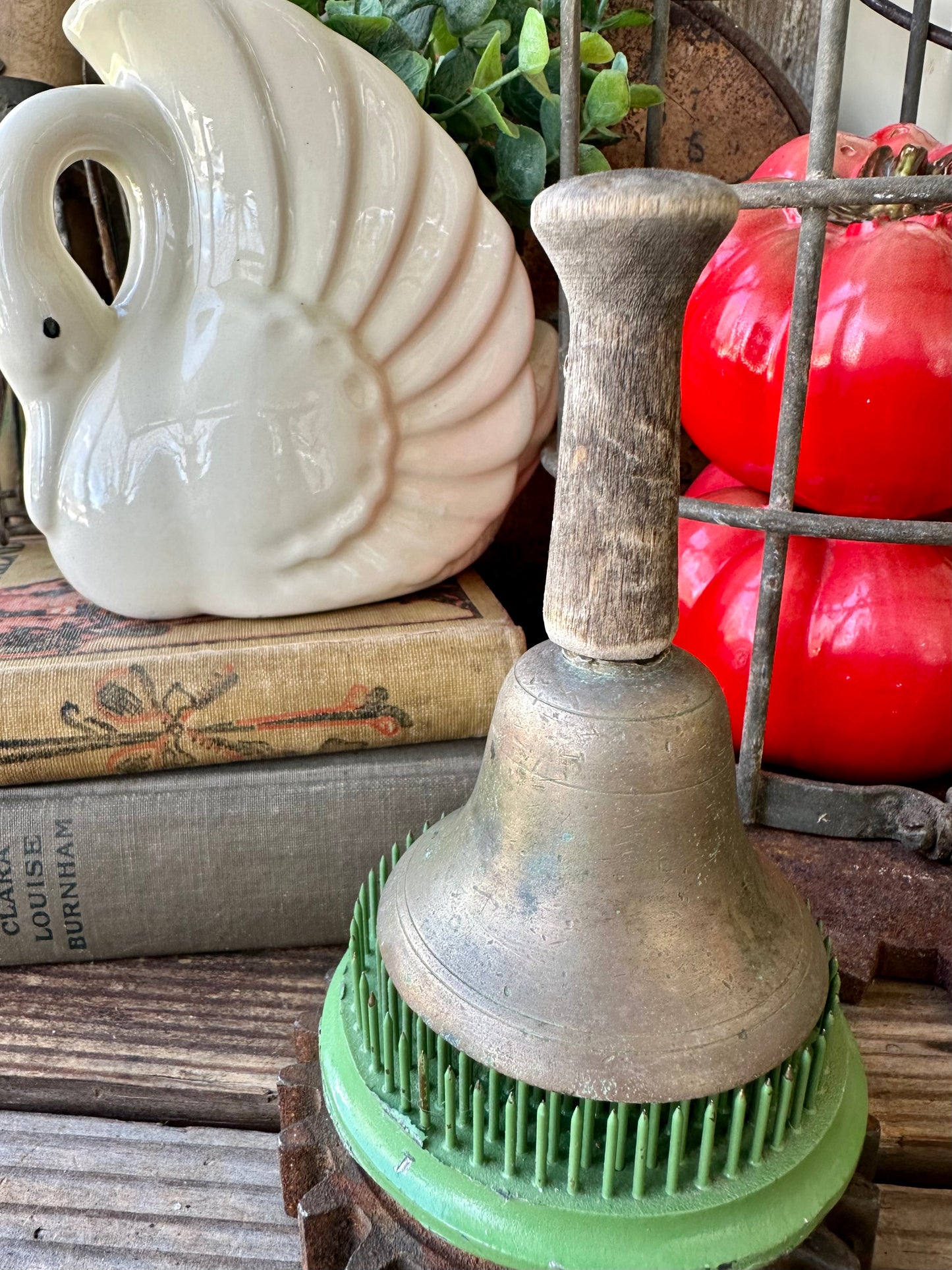 Metal Bell Weathered Wood Handle