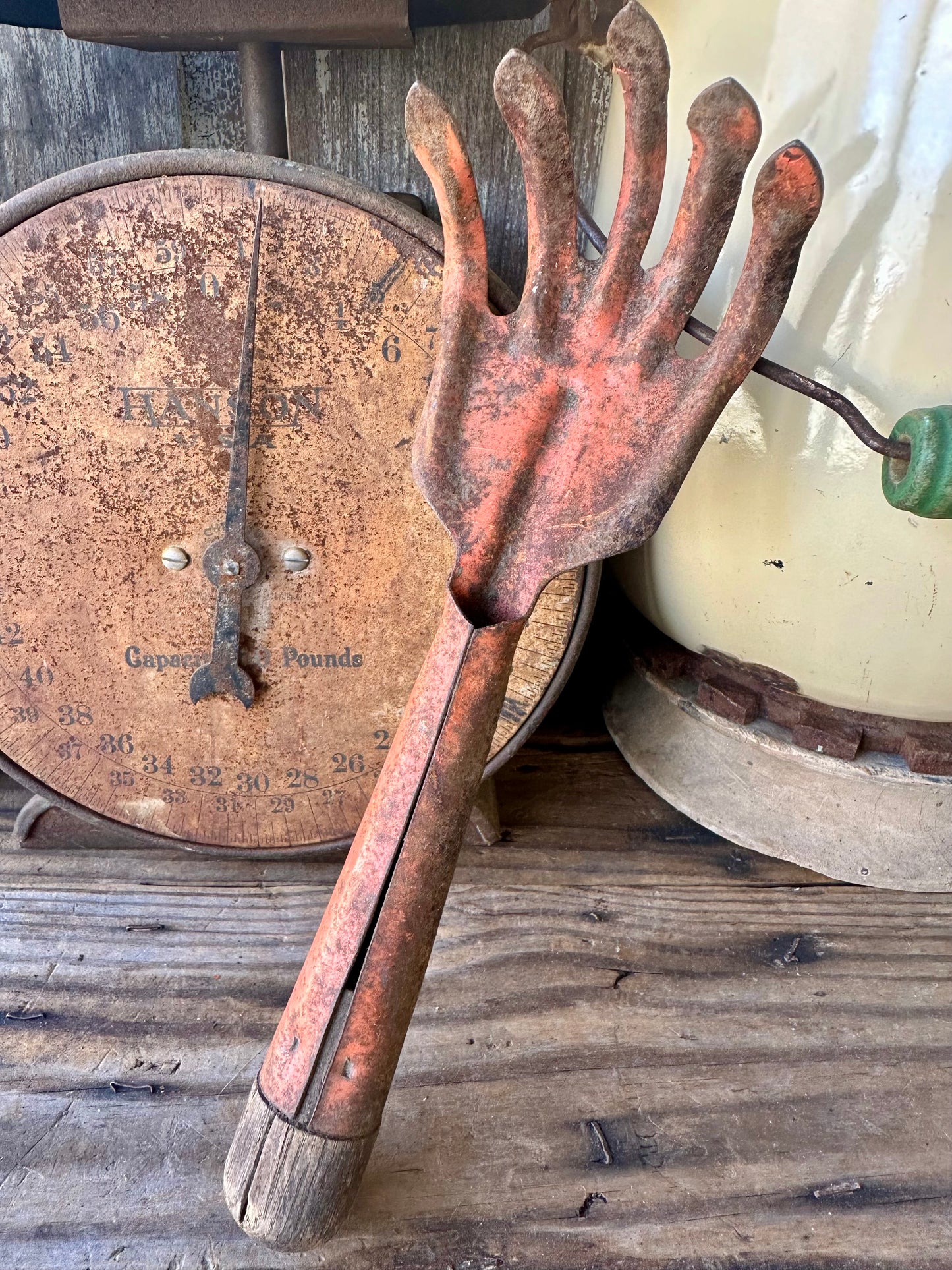 Garden Tool Orange Rusty Metal Claw