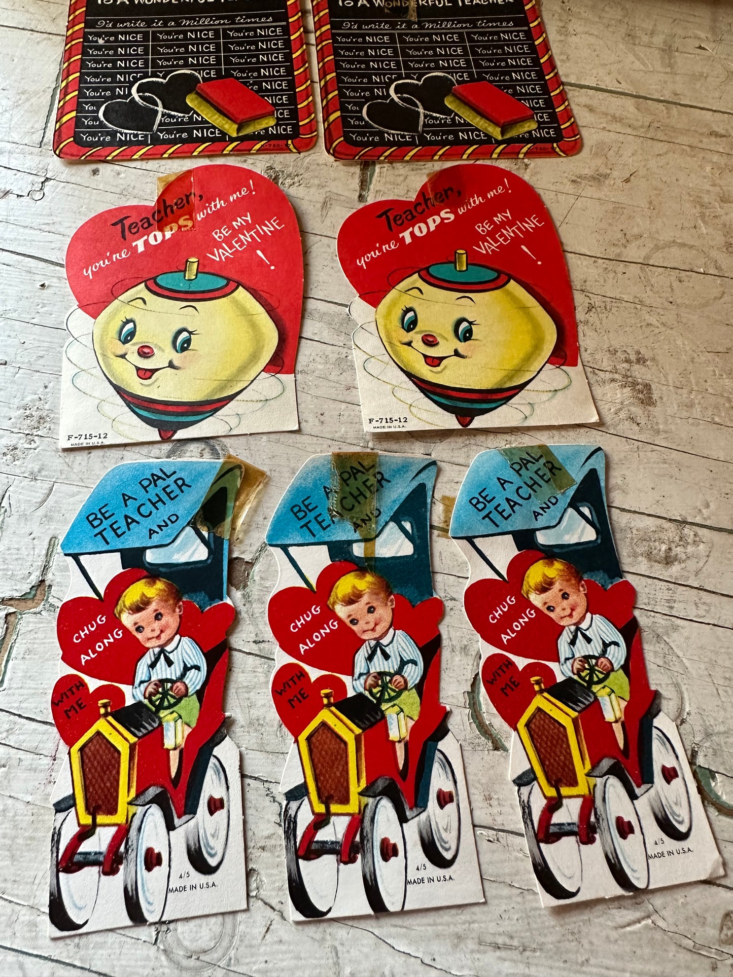Valentine Teacher Cards Set of 7