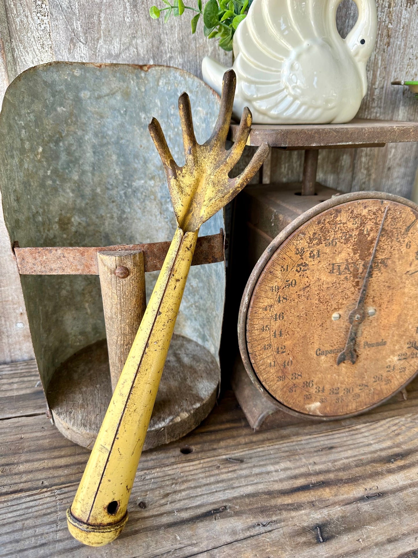 Garden Tool Rusty Yellow Metal Claw