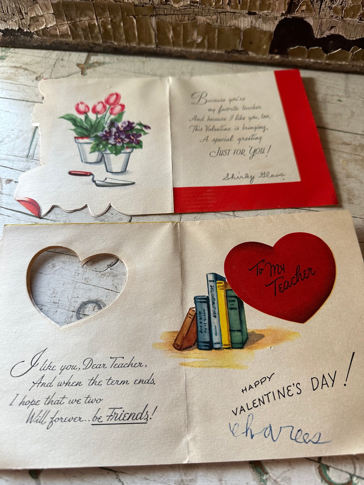 Valentine Teacher Cards Set Of 2