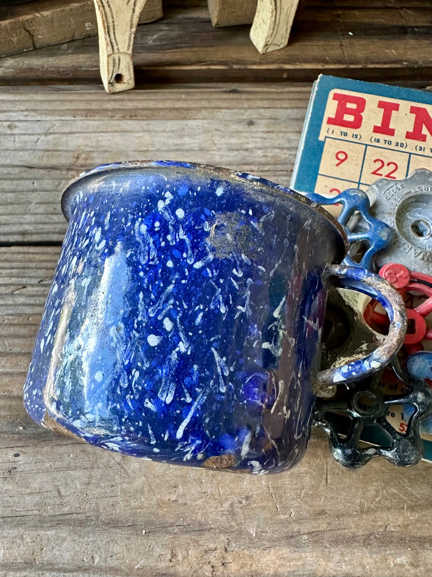 Blue Swirl/Speckled Enamelware Mug/Cup