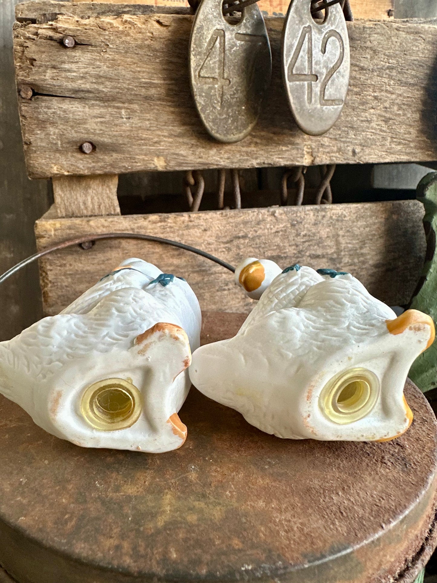Ducks With Blue Bows Salt & Pepper Shaker Set