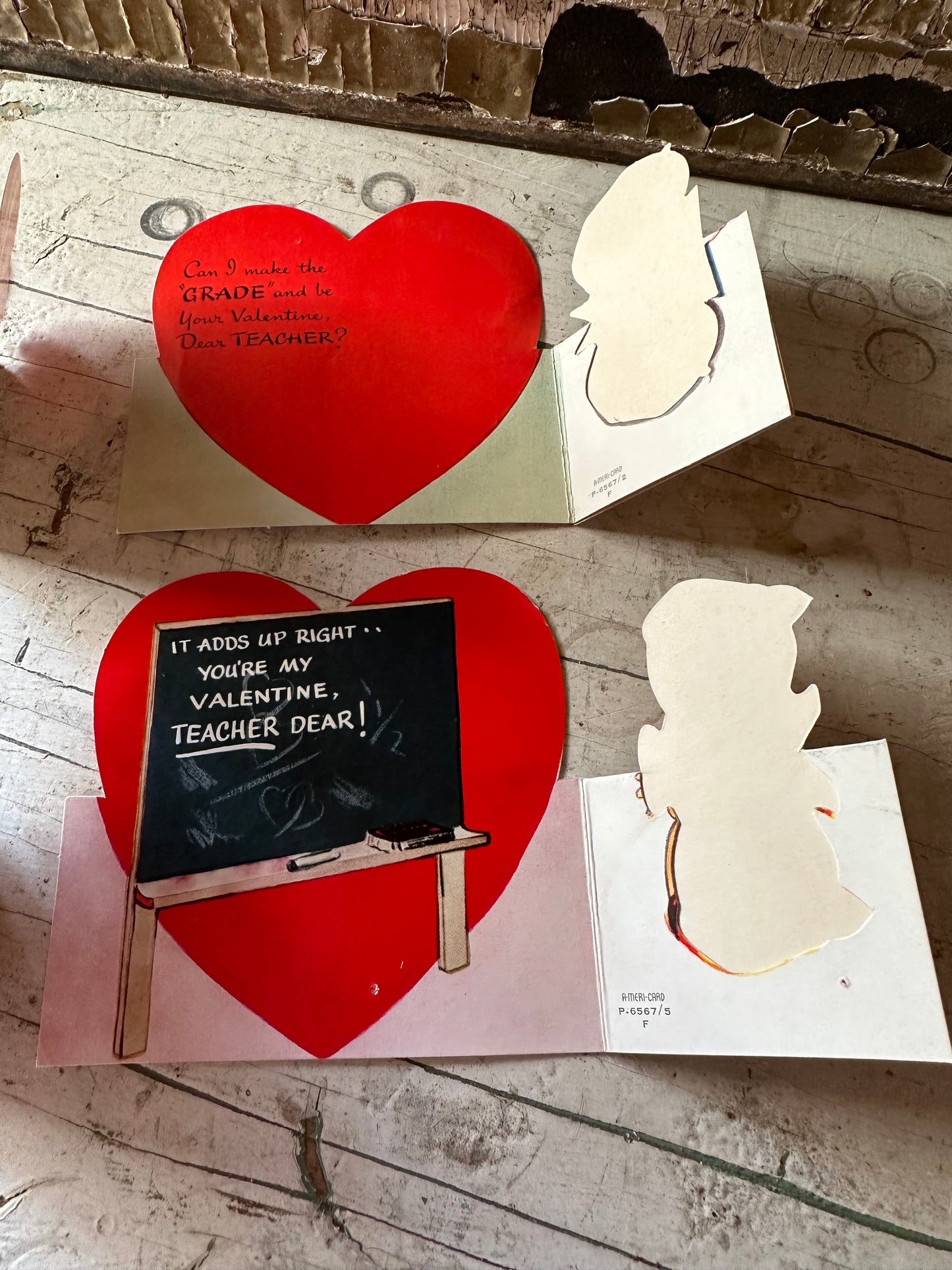 Valentine Teacher Cards Set of 4