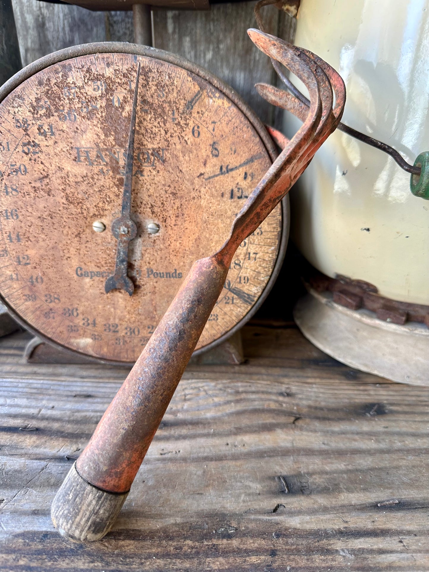 Garden Tool Orange Rusty Metal Claw