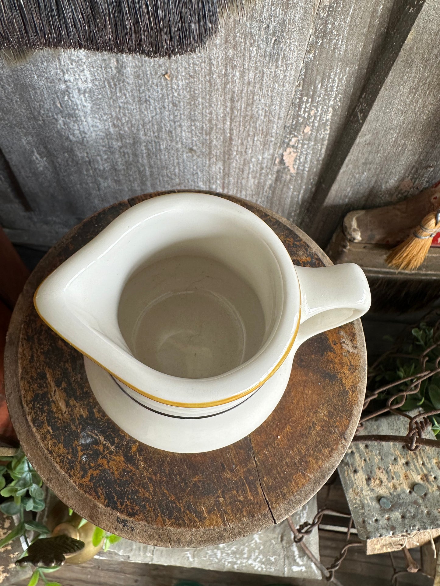 Creamer Black Rusty Orange Stripe Homer Laughlin
