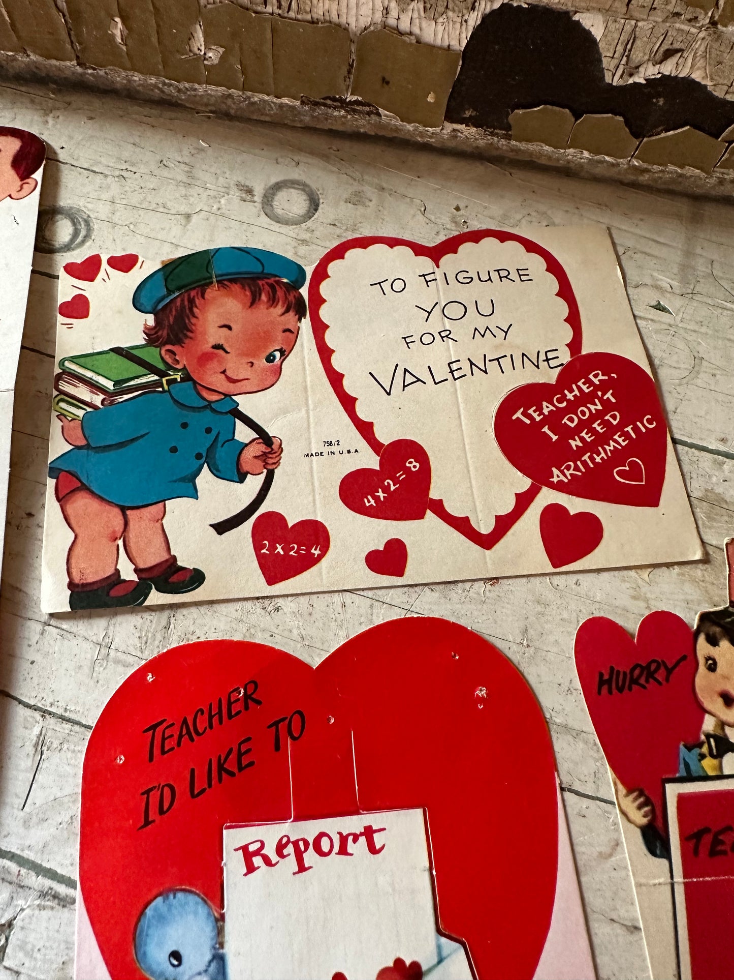 Valentine Teacher Cards Set of 5