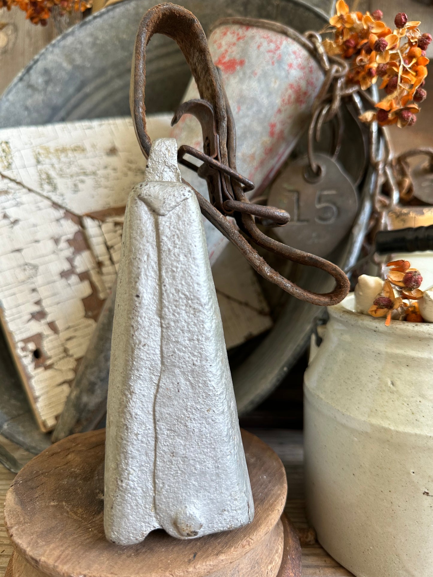 Cow Bell Silver Paint With Leather Strap
