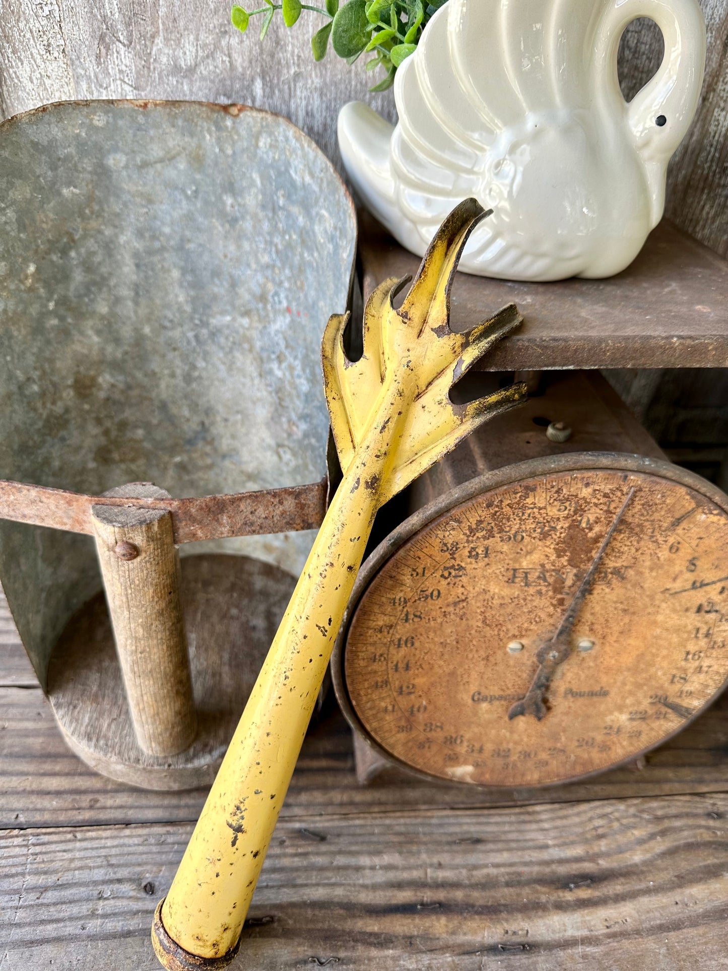 Garden Tool Rusty Yellow Metal Claw